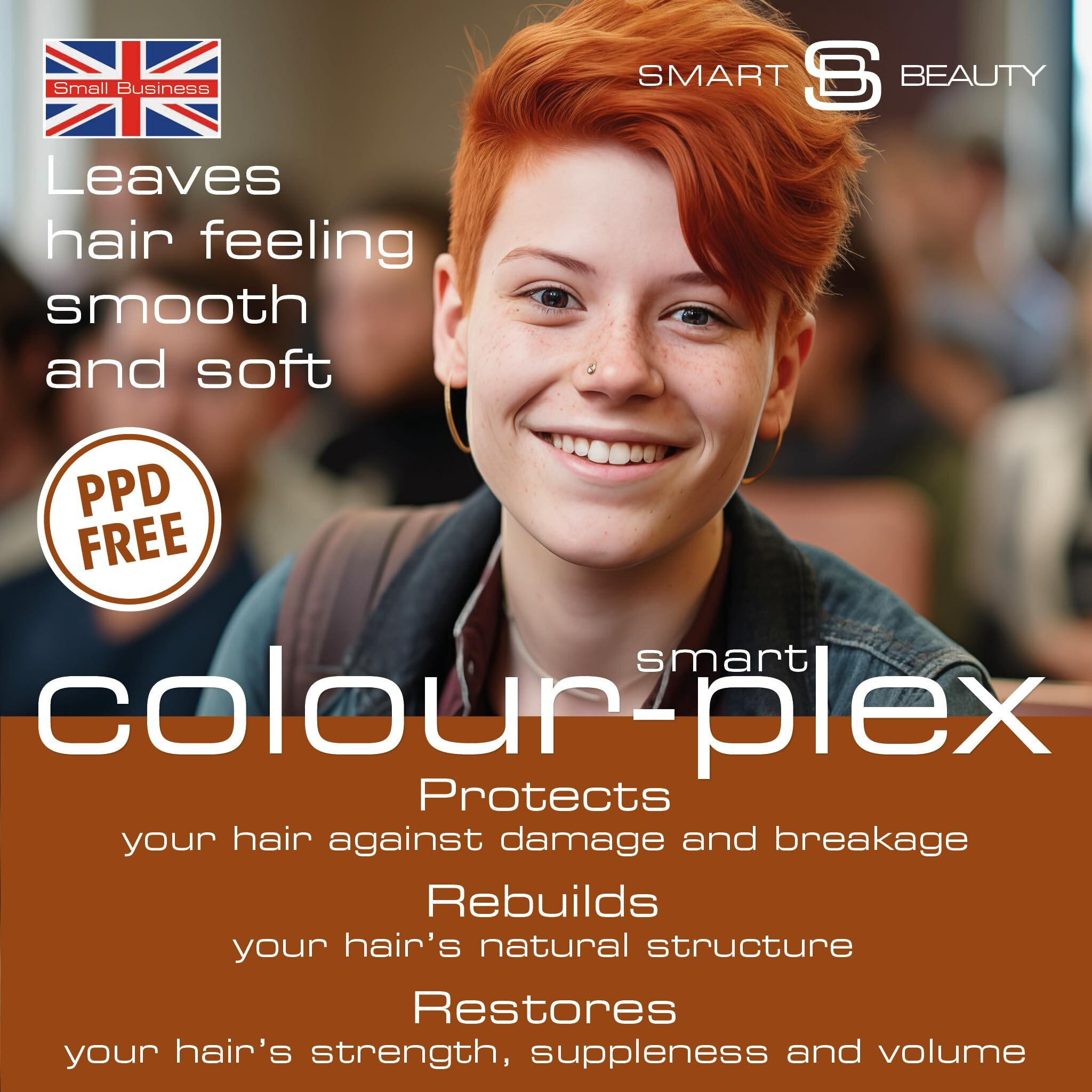 Smart Beauty Ginger Hair Dye  Permanent With Plex Anti-Breakage Technology  Copper Red  Ppd Free  Vegan  Cruelty Free