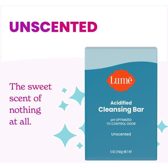 Lume Acidified Body Cleansing Bar - 24 Hour Odor Control - Removes Odor Better Than Soap - Moisturizing Formula - Formulated Without Sls Or Parabens - Ob/Gyn Developed - 5 Ounce (Unscented)