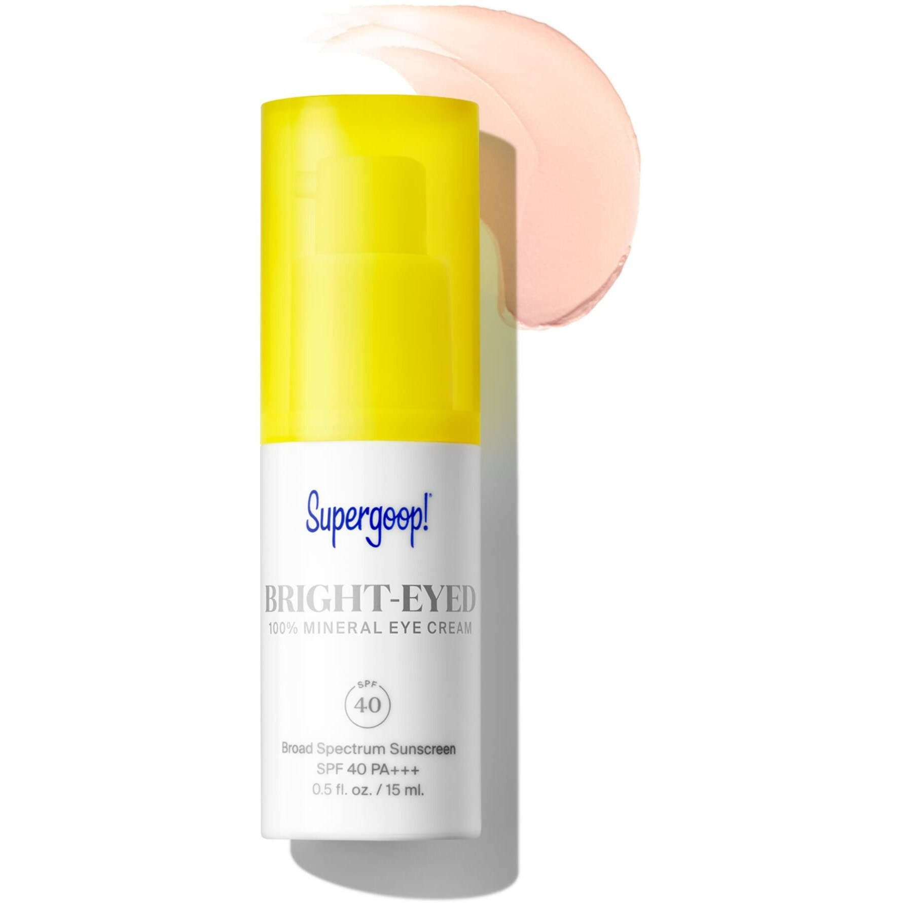Supergoop Bright-Eyed 100% Mineral Eye Cream  0.5 Fl Oz - Spf 40 Pa+++ Hydrating & Illuminating Mineral Sunscreen - Under Eye Cream For Dark Circles & Puffiness - Revives Tired Eyes