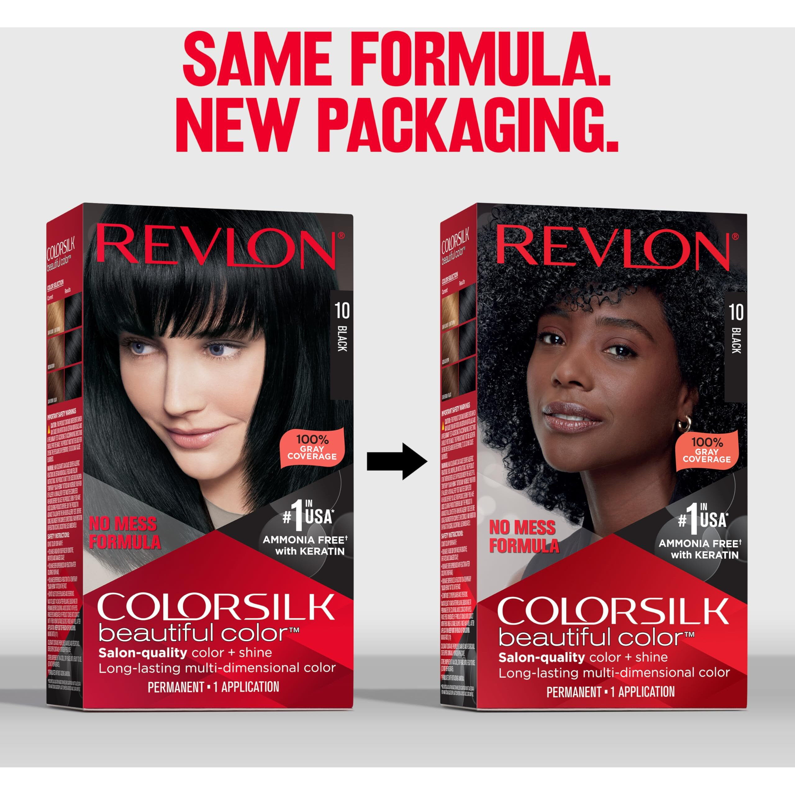 Revlon Colorsilk Beautiful Color Permanent Hair Color  Long-Lasting High-Definition Color  Shine & Silky Softness With 100% Gray Coverage  Ammonia Free  10 Black  3 Pack