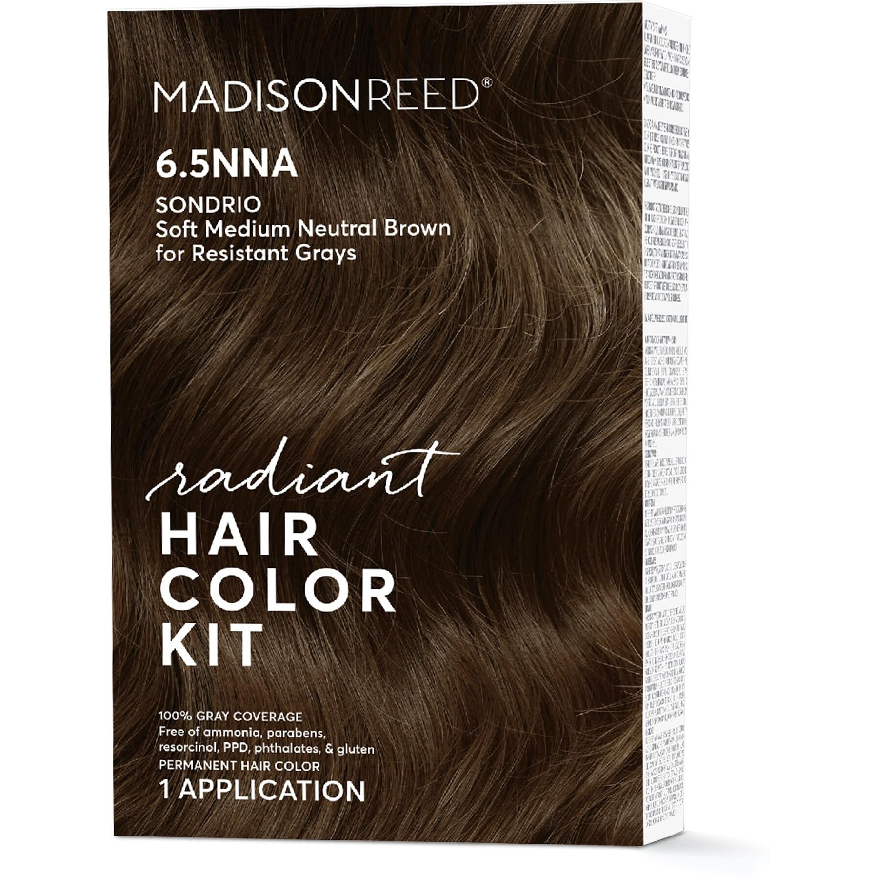 Madison Reed Radiant Hair Color Kit  Soft Medium Neutral Brown For 100% Coverage Of Resistant Gray Hair  Ammonia-Free  6.5Nna Sondrio Brown  Permanent Hair Dye  Pack Of 1