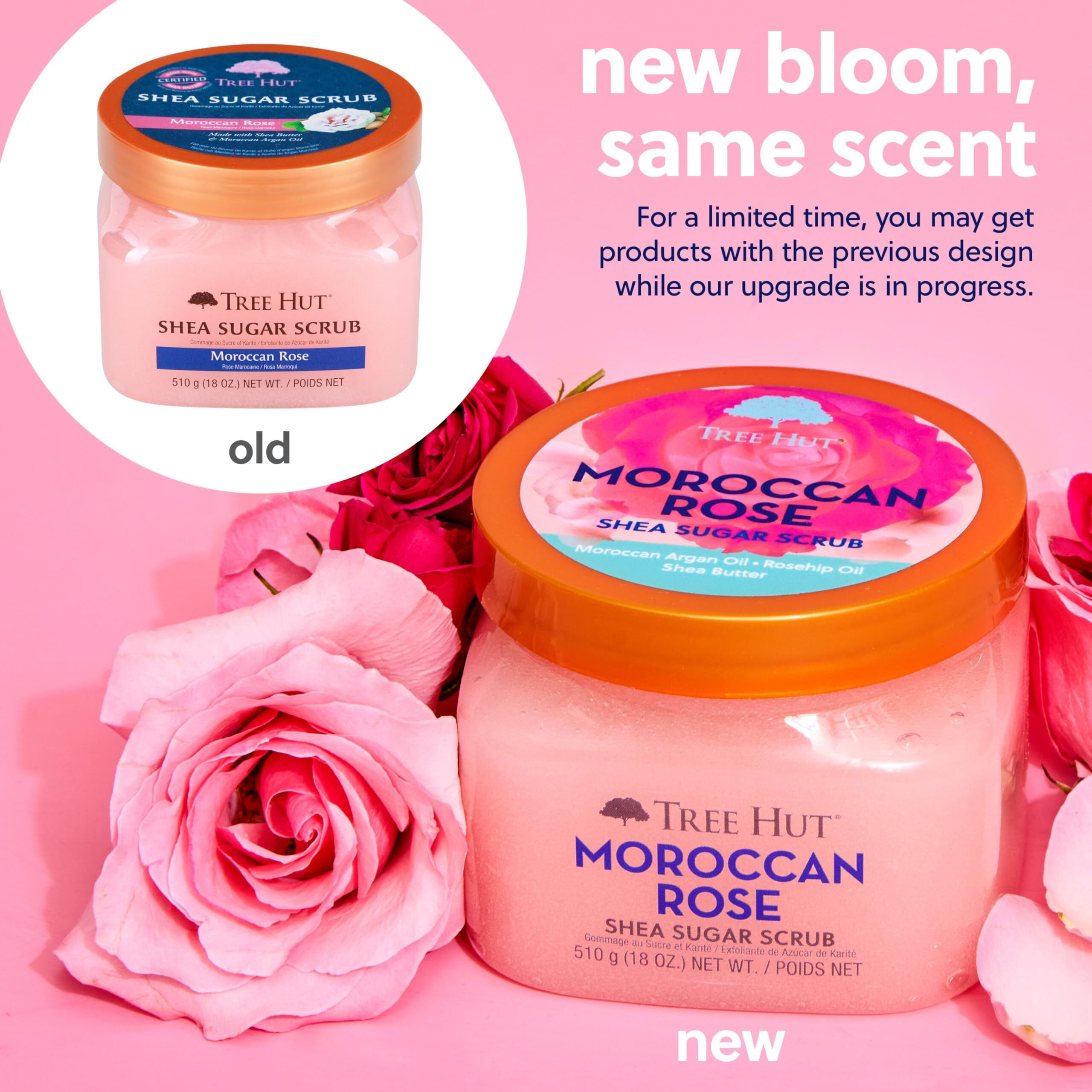 Tree Hut Moroccan Rose Shea Sugar Scrub  18 Oz  Ultra Hydrating And Exfoliating Scrub For Nourishing Essential Body Care
