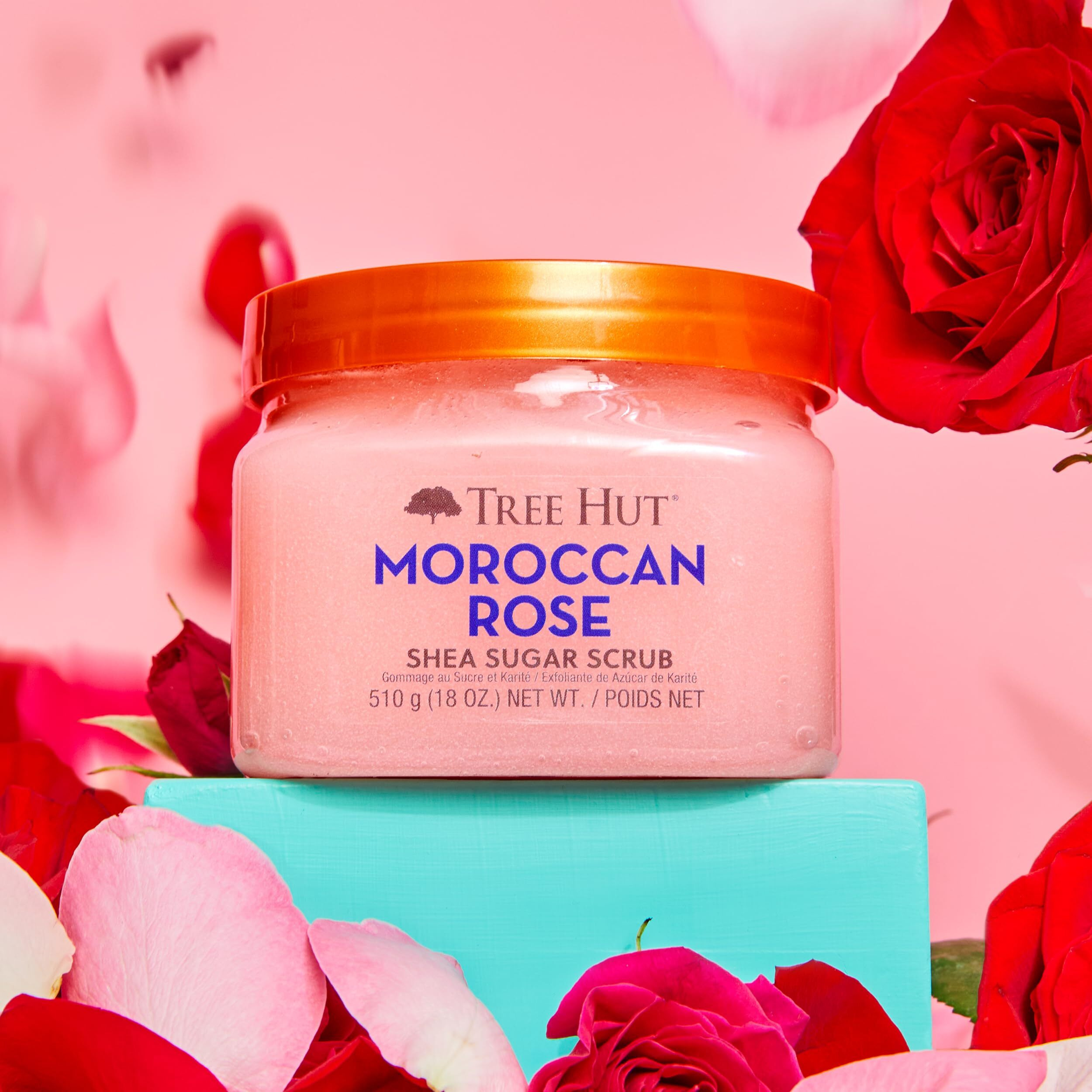 Tree Hut Moroccan Rose Shea Sugar Scrub  18 Oz  Ultra Hydrating And Exfoliating Scrub For Nourishing Essential Body Care