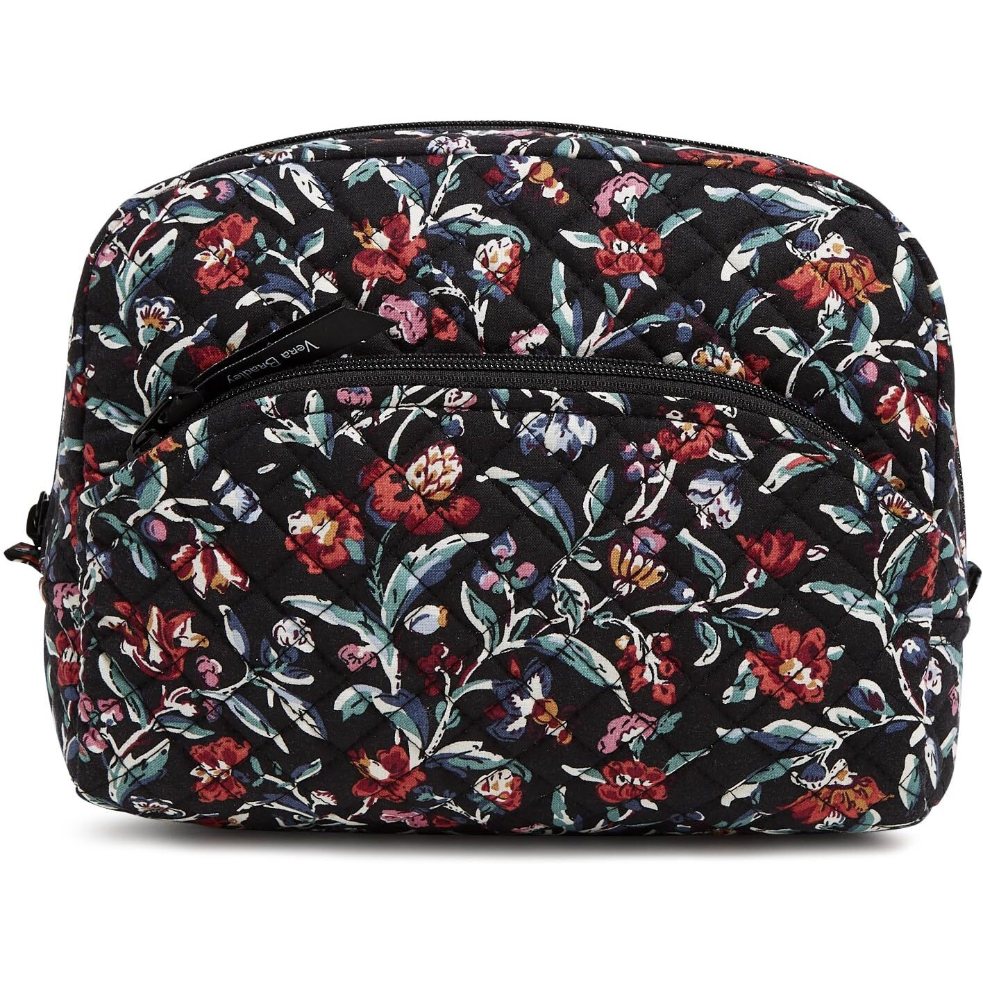 Vera Bradley Women's Cotton Large Cosmetic Makeup Organizer Bag  Perennials Noir  One Size
