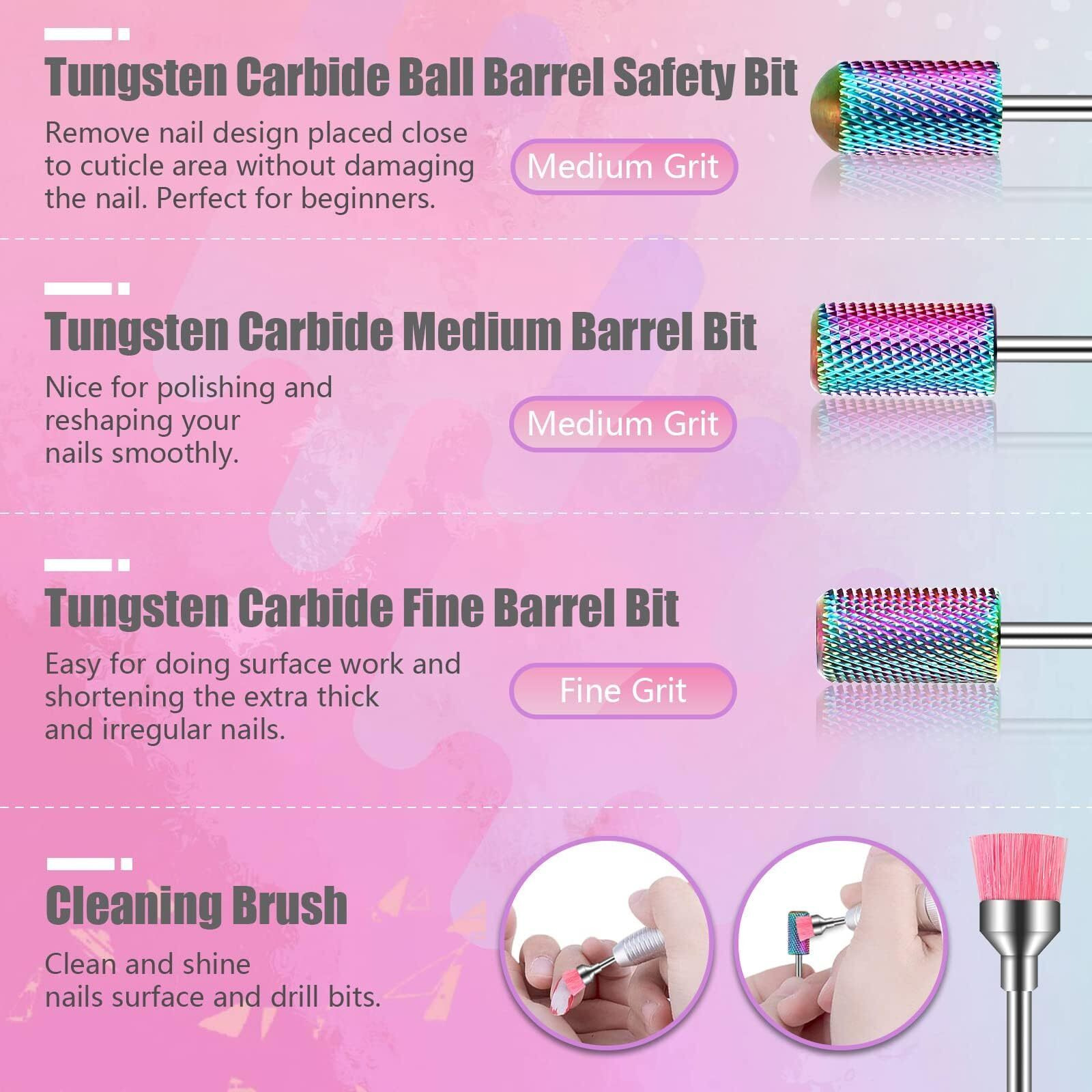 Depvko 21Pcs Nail Drill Bits Set With Portable Pink Case  3/32 Inch Drill Bits For Nails  Ceramic Diamond Carbide Cuticle Nail Bits Effile Remover Bits Bits For Home Salon Acrylic Gel Nail Polish