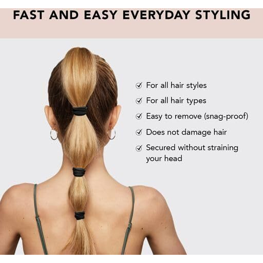 Kitsch Elastic Hair Ties - No Damage Black Rubber Bands For Women's Thick Hair  Ponytails & Hair Elastics | Small 6Pcs Set