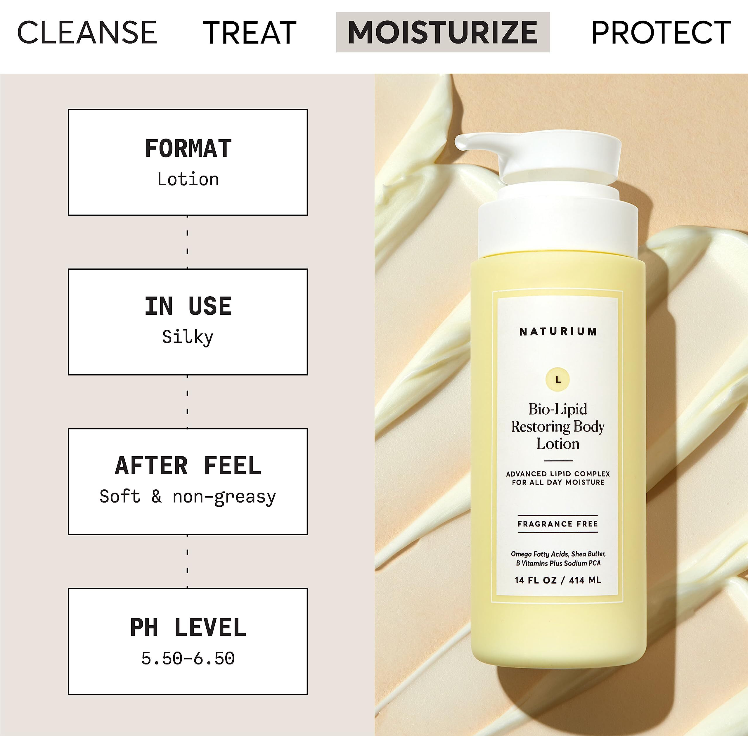 Naturium Bio-Lipid Restoring Moisturizing Body Lotion With Shea Butter  Fragrance Free  14 Oz