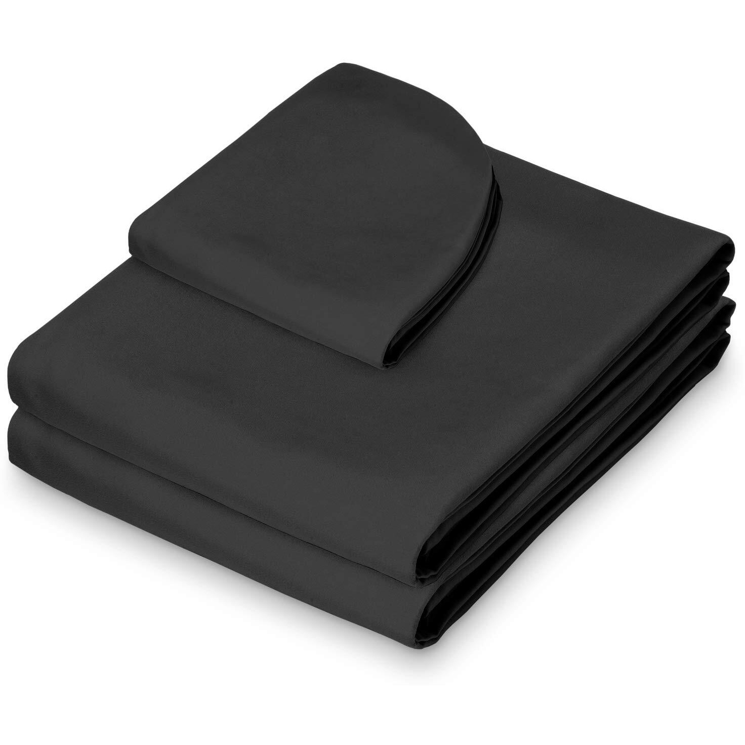 Saloniture 3-Piece Microfiber Massage Table Sheet Set - Premium Facial Bed Cover - Includes Flat And Fitted Sheets With Face Cradle Cover - Black