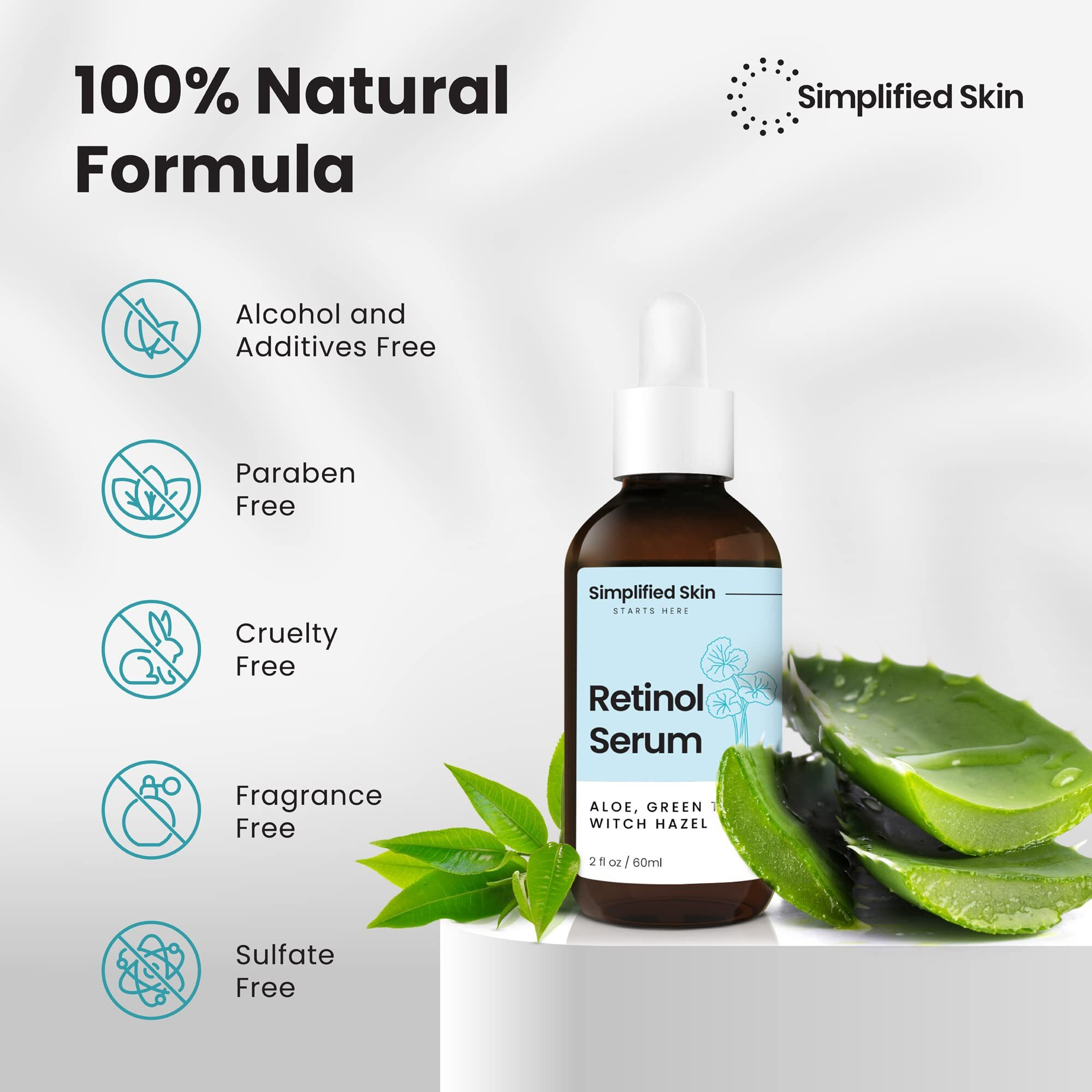 Retinol Serum For Face - Anti Aging Retinol With Hyaluronic Acid Face Serum For Acne Marks And Skin Texture Smoothing Fine Lines & Wrinkles - 2.5% Retinol Facial Serum For Day & Night - 2 Fl Oz