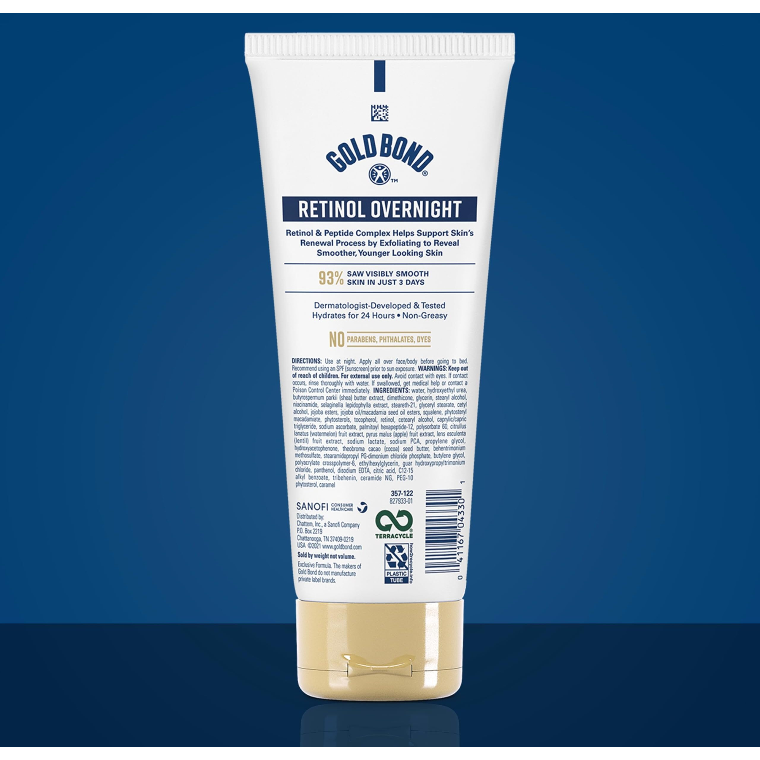 Gold Bond Age Renew Retinol Overnight Body & Face Lotion  With Retinol & Peptide Complex  For Dry Skin  7 Oz.