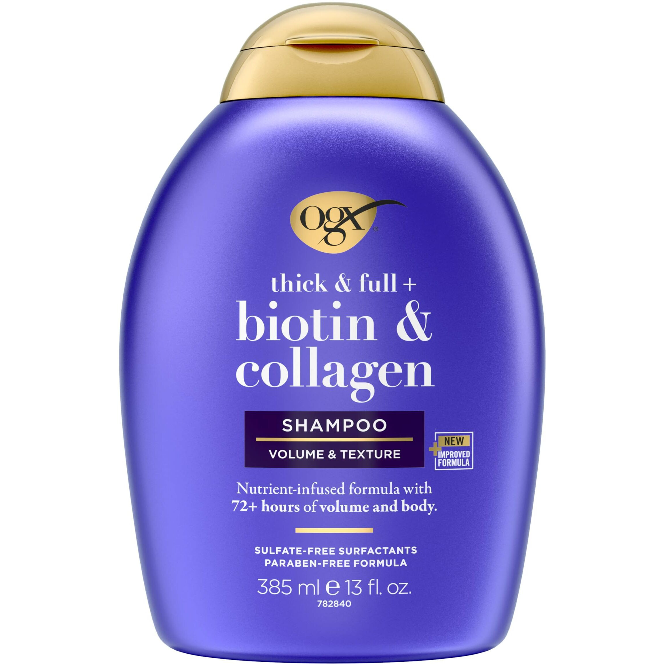 Ogx Thick & Full + Biotin & Collagen Volumizing Shampoo  Nutrient-Infused Hair Shampoo With Vitamin B7 Biotin Gives Hair Volume & Body For 72+ Hours  Sulfate-Free Surfactants  13 Fl. Oz