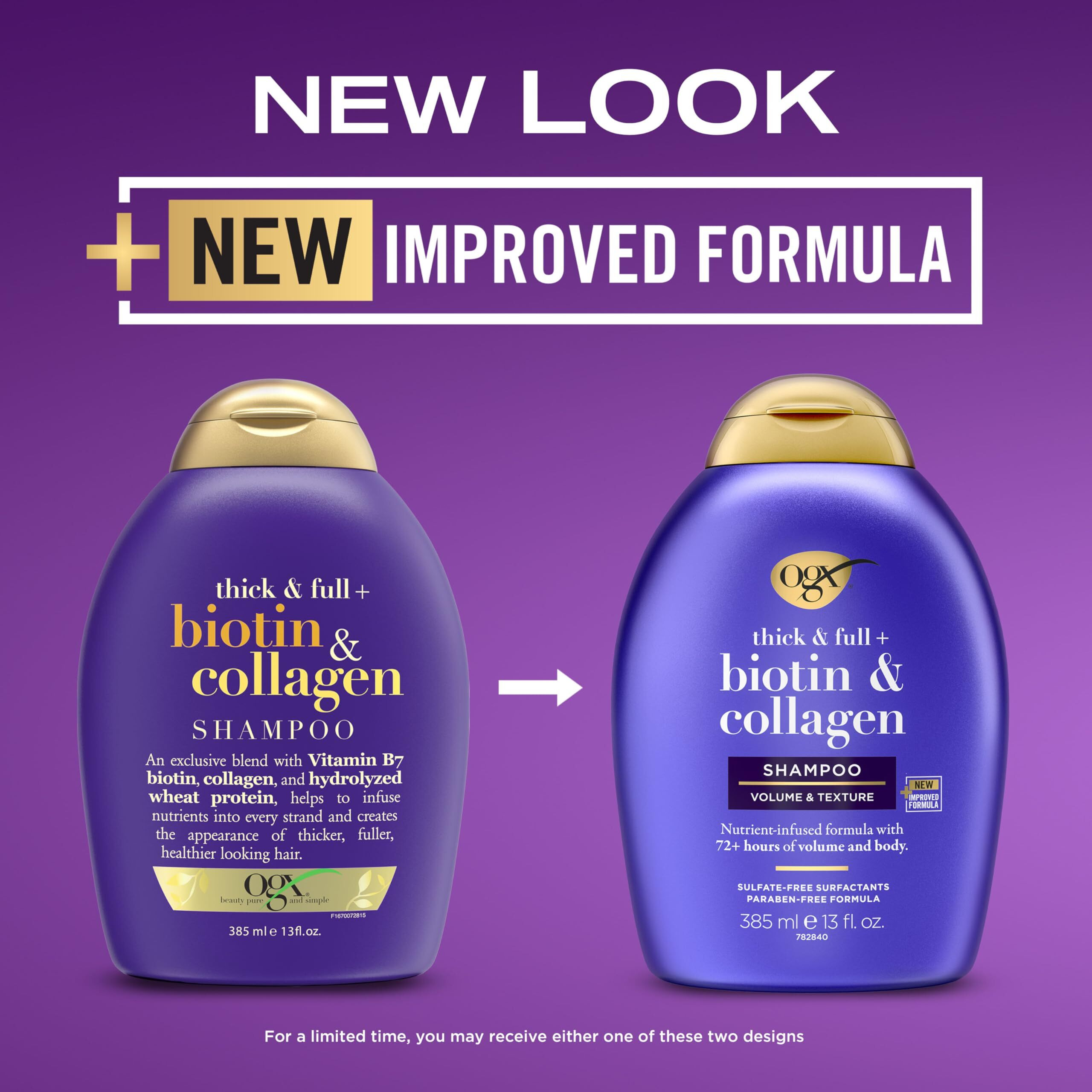 Ogx Thick & Full + Biotin & Collagen Volumizing Shampoo  Nutrient-Infused Hair Shampoo With Vitamin B7 Biotin Gives Hair Volume & Body For 72+ Hours  Sulfate-Free Surfactants  13 Fl. Oz