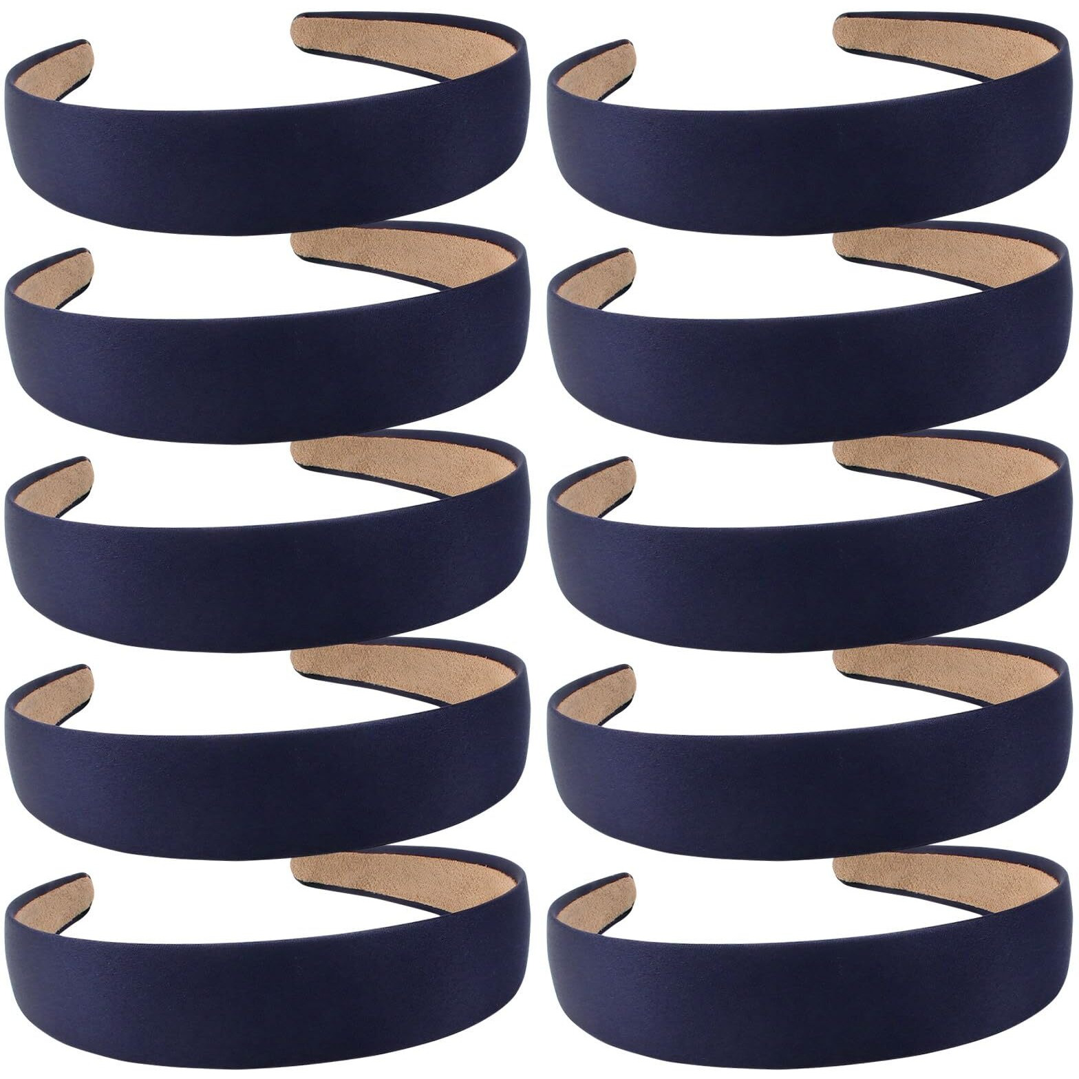 Wecoe Hairband  10 Pack Satin Headbands 1.3 Inch Wide  Dark Navy Blue  For Women And Girls  Non Slip Fashion Hair Bands  Diy Holiday Hair Accessories