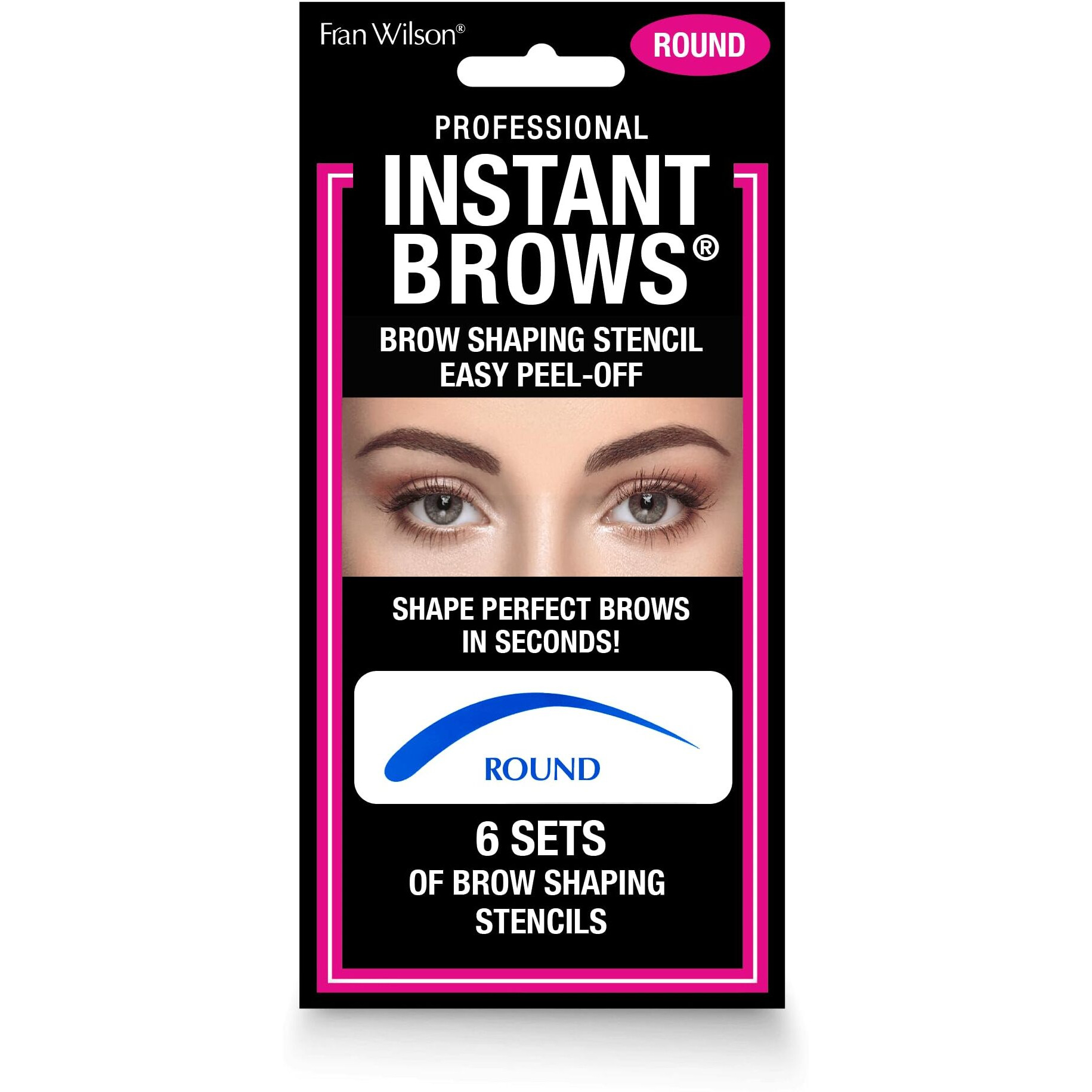 Fran Wilson Instant Brows Makeup Tool Adhesive Stencils For Perfectly Shaped Brows  Easy To Use  Ideal For Beginners And Pros - Round