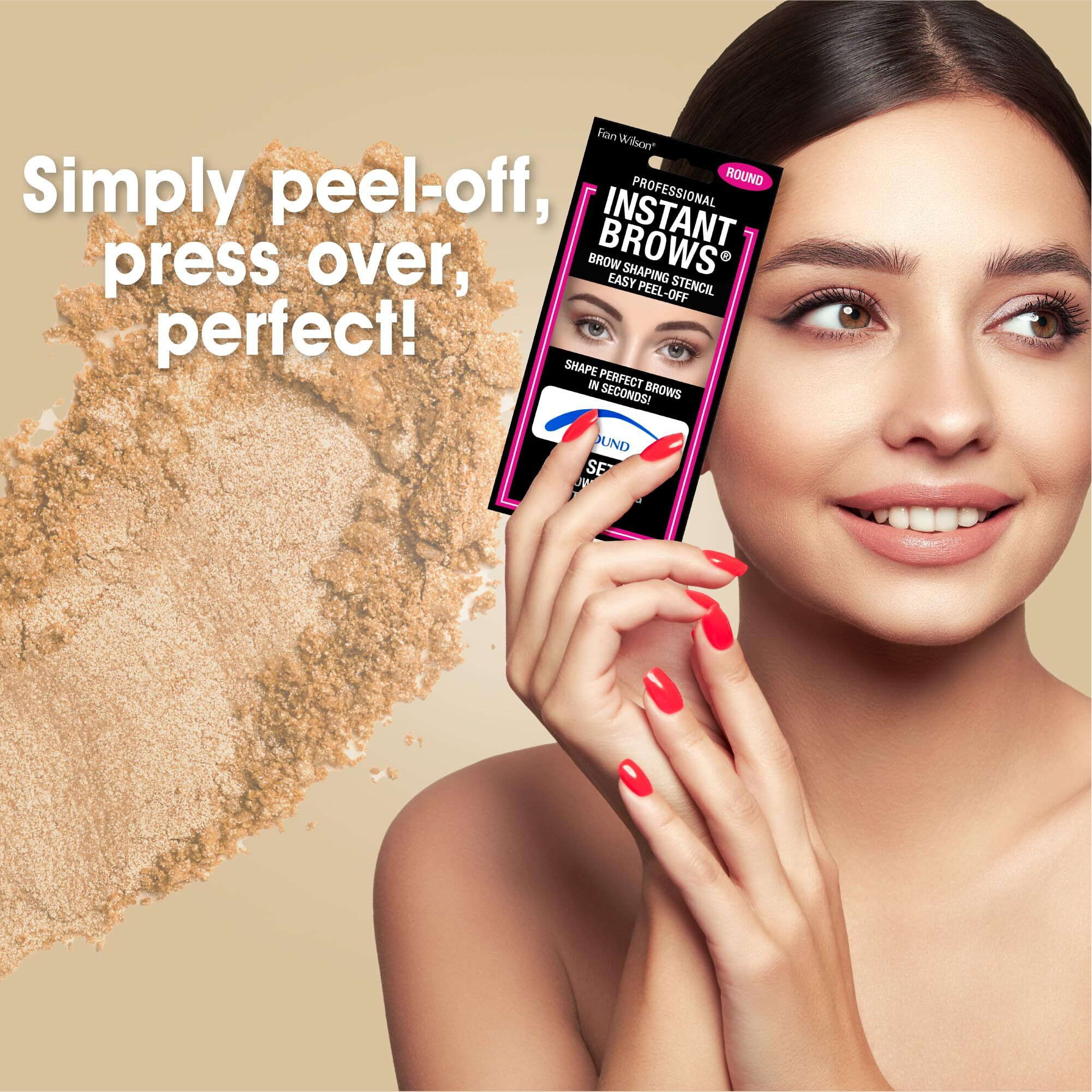 Fran Wilson Instant Brows Makeup Tool Adhesive Stencils For Perfectly Shaped Brows  Easy To Use  Ideal For Beginners And Pros - Round