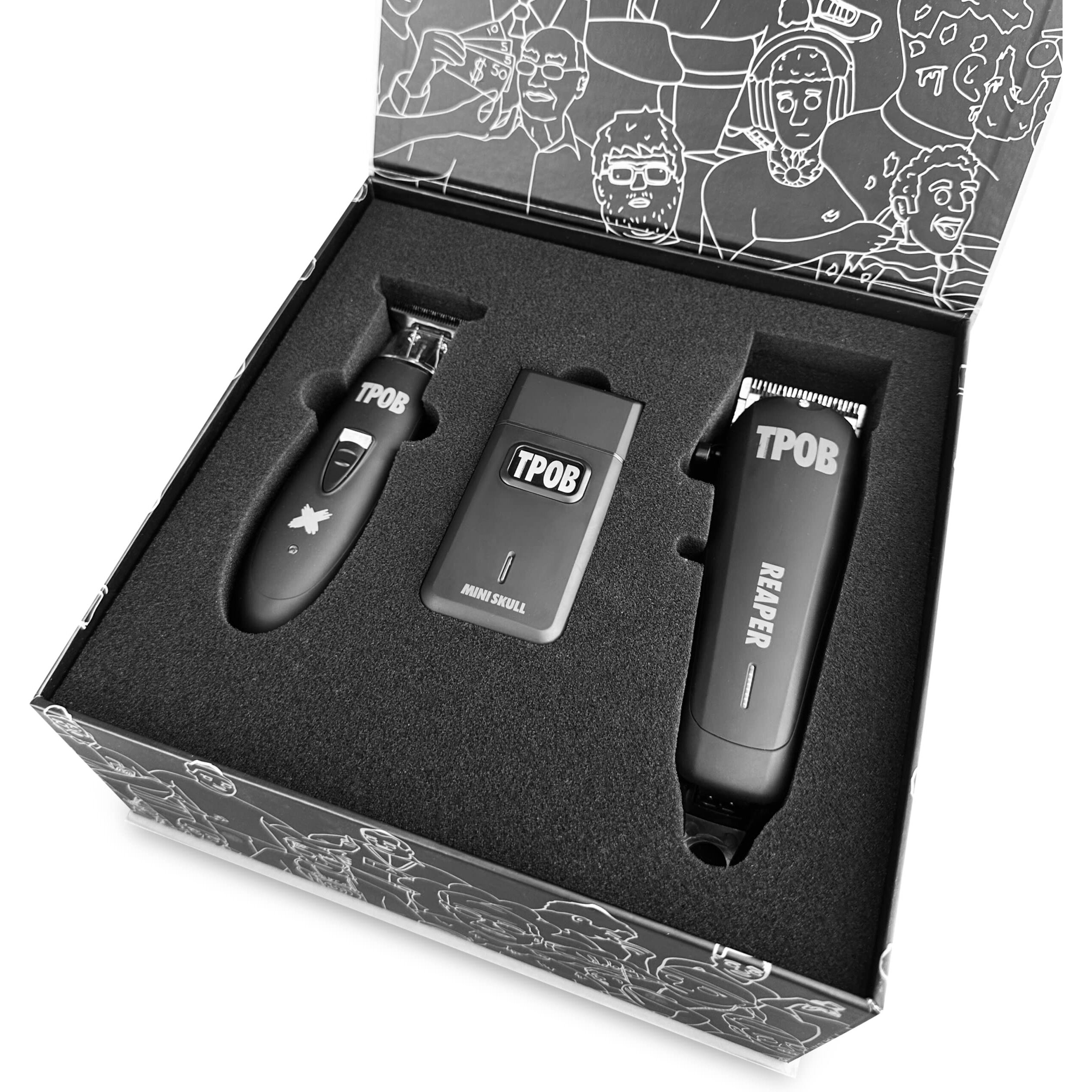 Tpob Slime 2 Black Clipper Trimmer Shaver Set Barber Hair Clippers For Men 6800 Rpm With Rubber Case