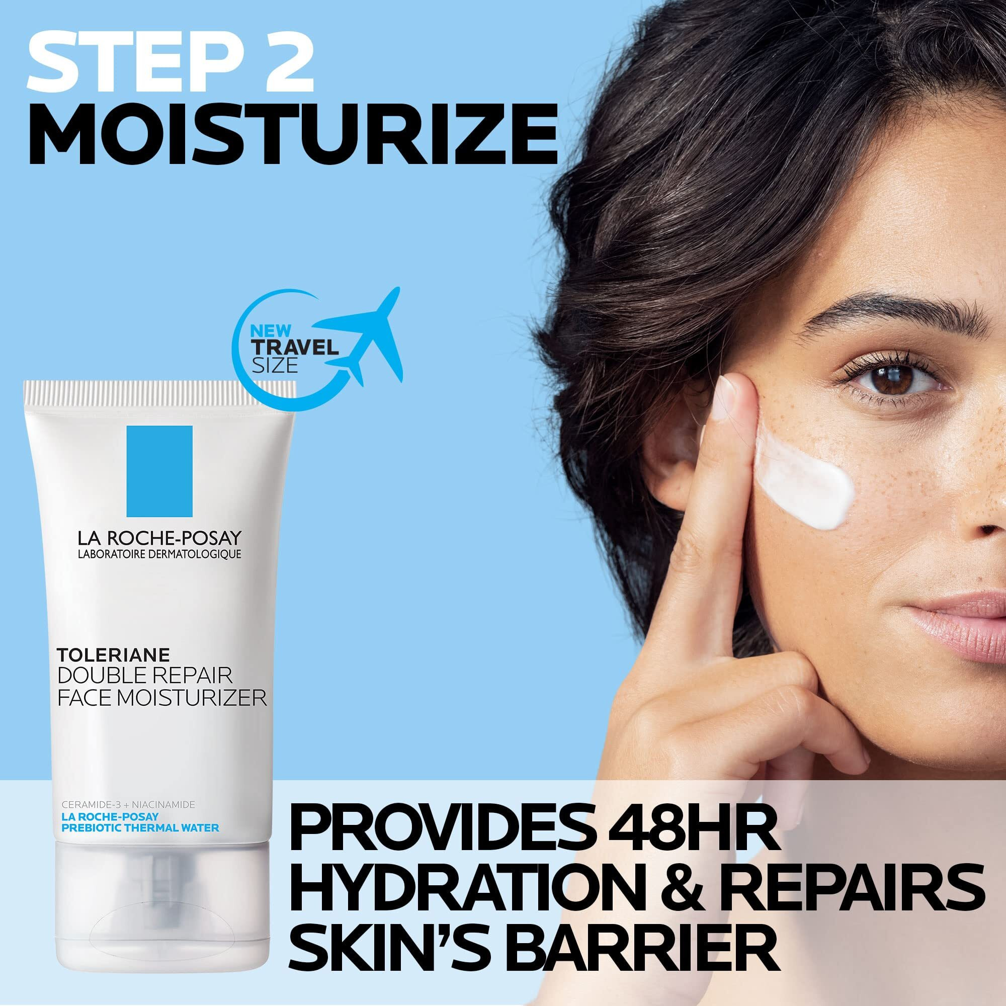 La Roche-Posay Toleraine Skin Care Set | Double Repair Face Moisturizer 40Ml & Hydrating Gentle Cleanser 400Ml | Oil Free Moisturizer & Face Wash | Formulated With Niacinamide