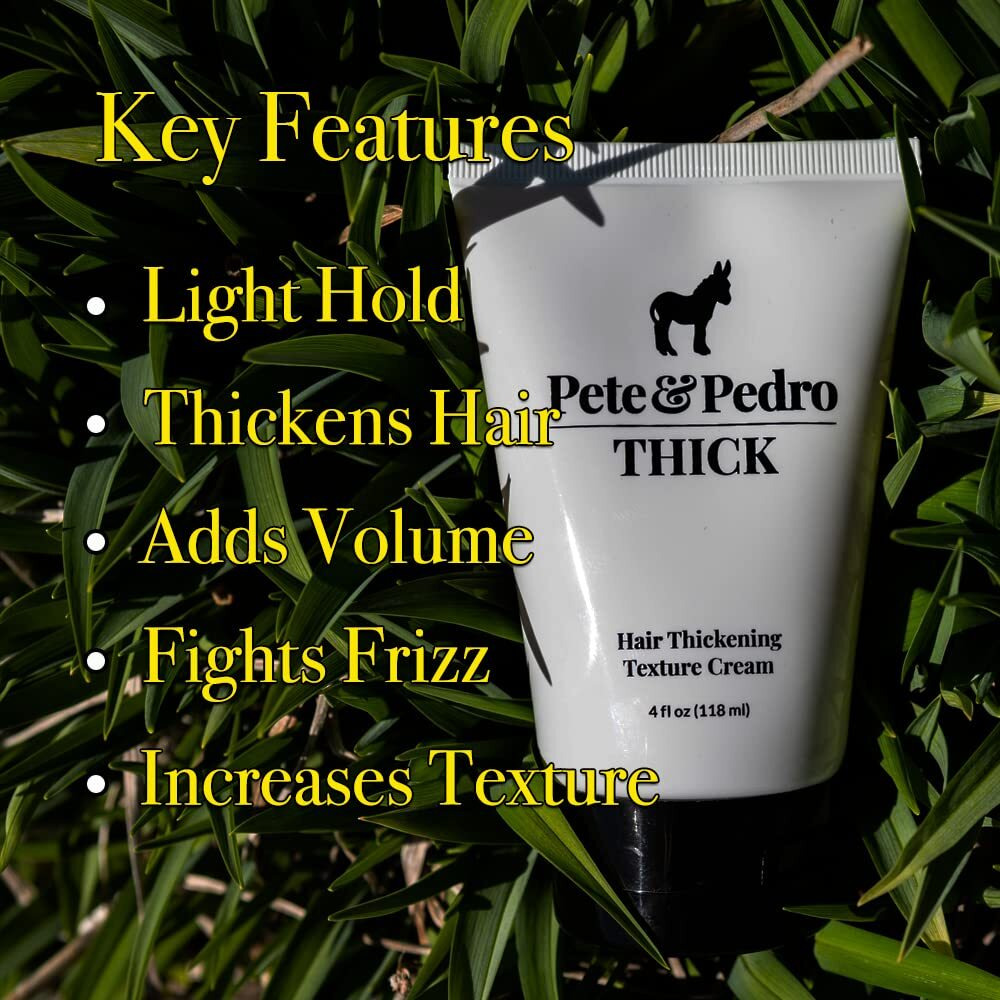 Pete & Pedro Thick - Light-Holding  Thickening & Texture Styling Hair Cream | For Fine  Thin  & Thinning Hair  Men & Women | Adds Thickness  Body  Volume  And Fullness | As Seen On Shark Tank  4 Oz.