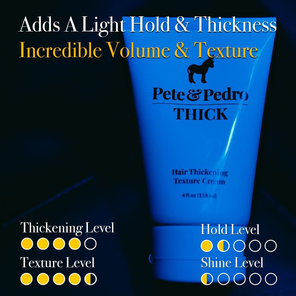 Pete & Pedro Thick - Light-Holding  Thickening & Texture Styling Hair Cream | For Fine  Thin  & Thinning Hair  Men & Women | Adds Thickness  Body  Volume  And Fullness | As Seen On Shark Tank  4 Oz.