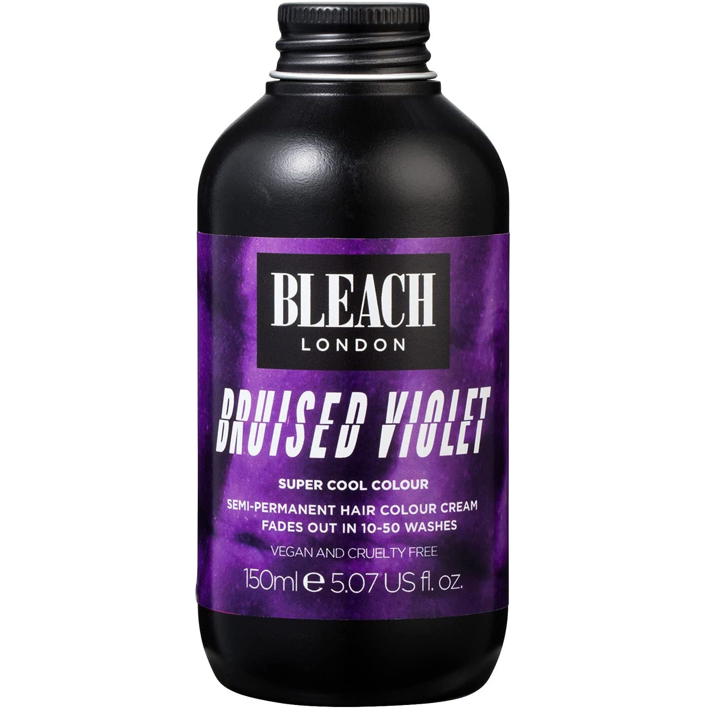 Bleach London Bruised Violet Color - Semi-Permanent Hair Color  Deep Dramatic Purple  Vegan  Cruelty Free  Temporary Hair Color Cream  5.07 Fl .Oz