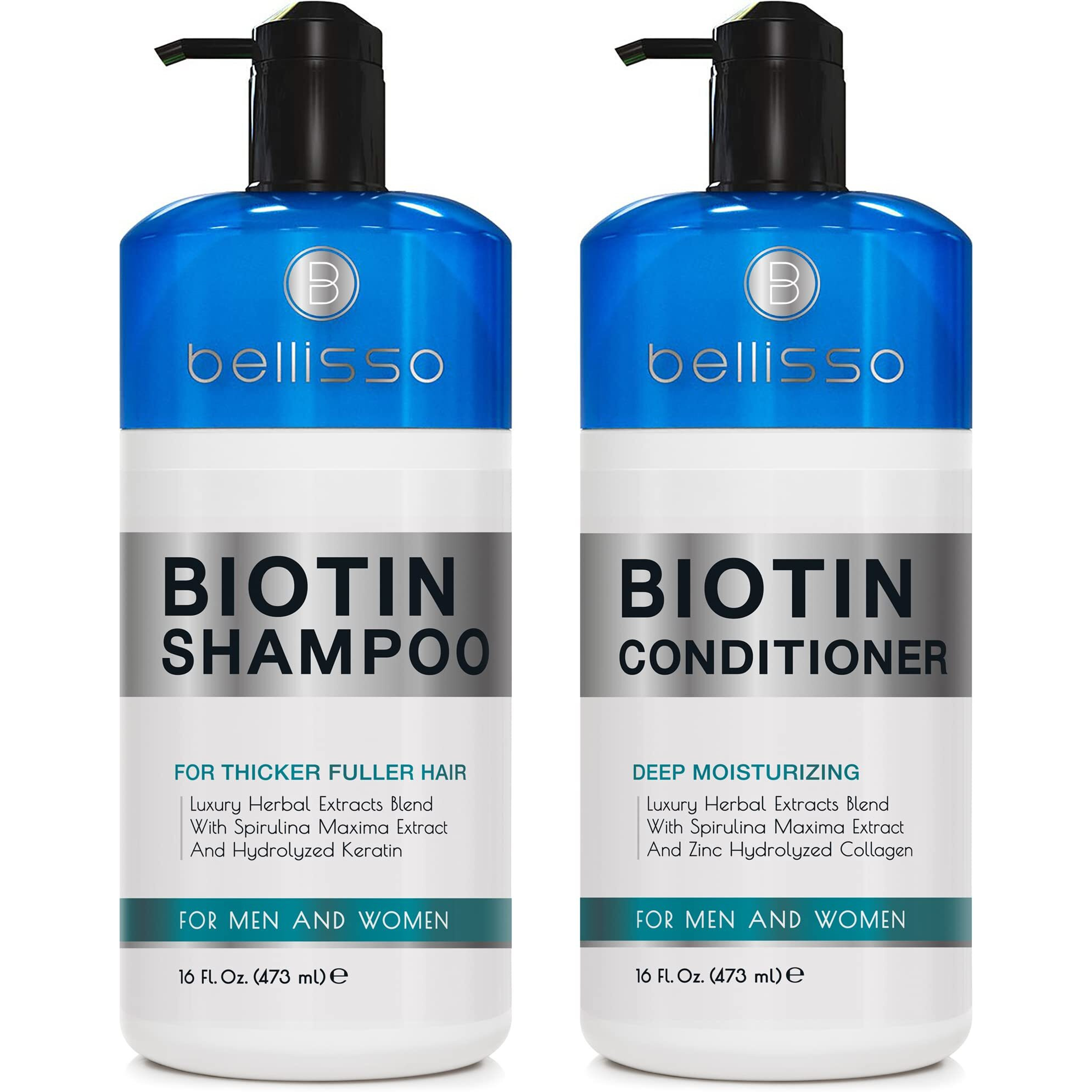 Biotin Shampoo And Conditioner Set - Sulfate And Paraben Free Treatment For Men And Women - Hair Thickening Volumizing Products To Help Boost Thinning Hair With Added Keratin