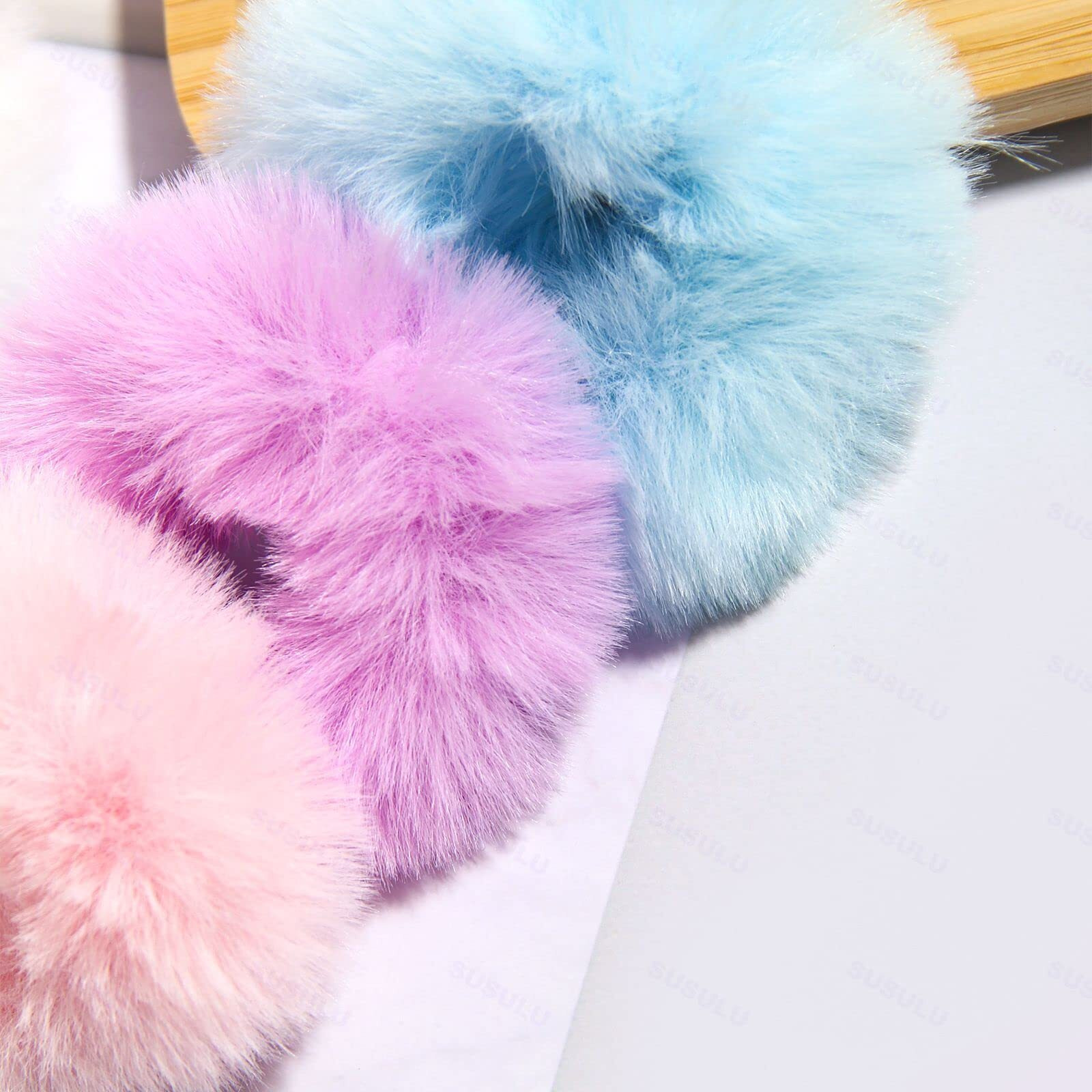 Fuzzy Furry Hair Accessories - Artificial Fuzzy Faux Fur Hair Band  Rope Hair Holder  Wristband  Hair Tie Ring  Ponytail Holder (Color Mixed  18Pcs)