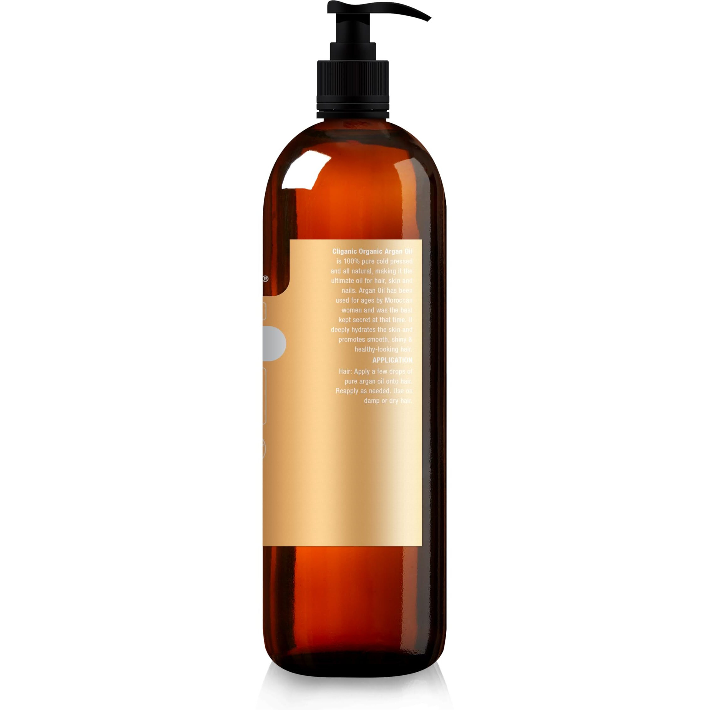 Cliganic Organic Argan Oil For Hair  Face & Skin (Bulk  32Oz With Pump) - 100% Pure  Cold Pressed