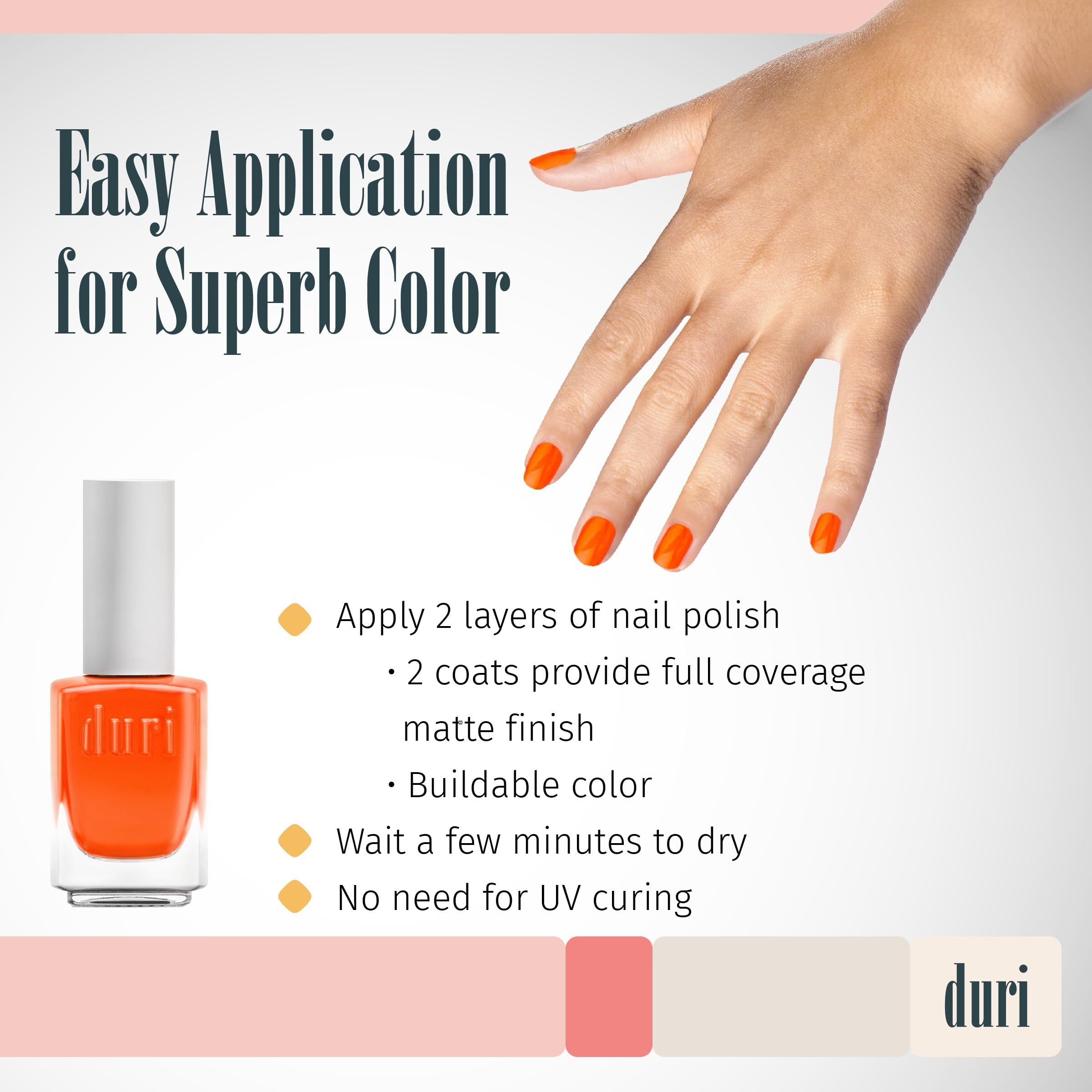 Duri 654N Sobe Soleil - Neon Orange Nail Polish  Matte Finish  Quick Drying  0.45 Fl Oz