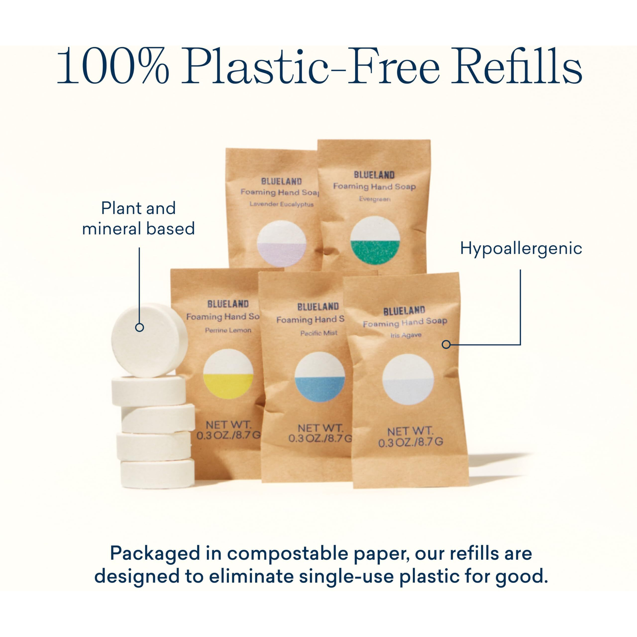 Blueland Foaming Hand Soap Refills - 10 Pack Tablets  Iris Agave Scent  Eco Friendly Hand Soap And Cleaning Products - Iris Agave - Makes 10 X 9 Fl Oz Bottles (90 Fl Oz Total)