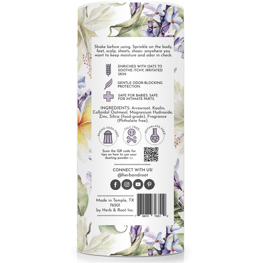 Lavender Talc Free Dusting Powders Made With Arrowroot  Soothing Oats  Zinc  And Magnesium. Free Of Baking Soda. For Chafing  Deodorizing  Sweating