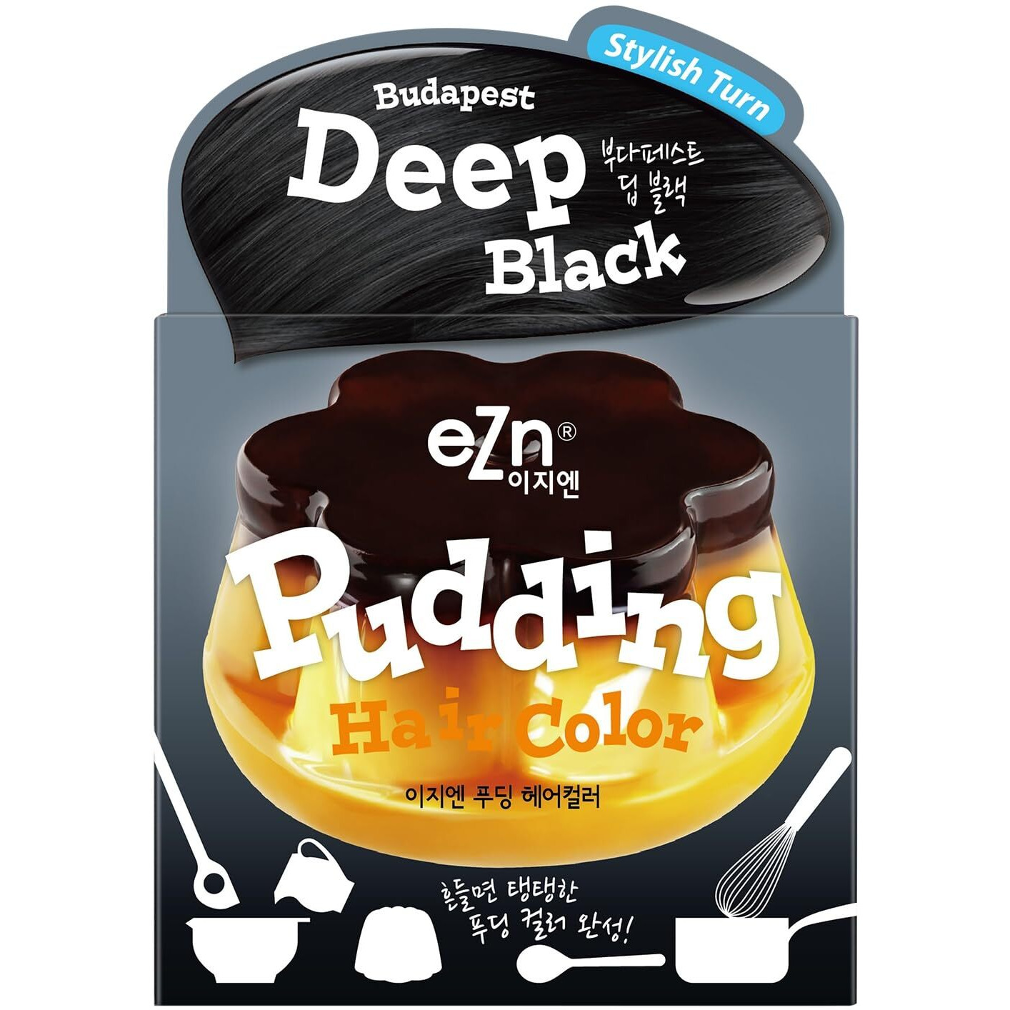 Ezn Pudding Hair Dye Ammonia Free Semi-Permanent Self Hair Dye Diy Kit Included Contain Keratin Made In Korea Beauty (Deep Black)