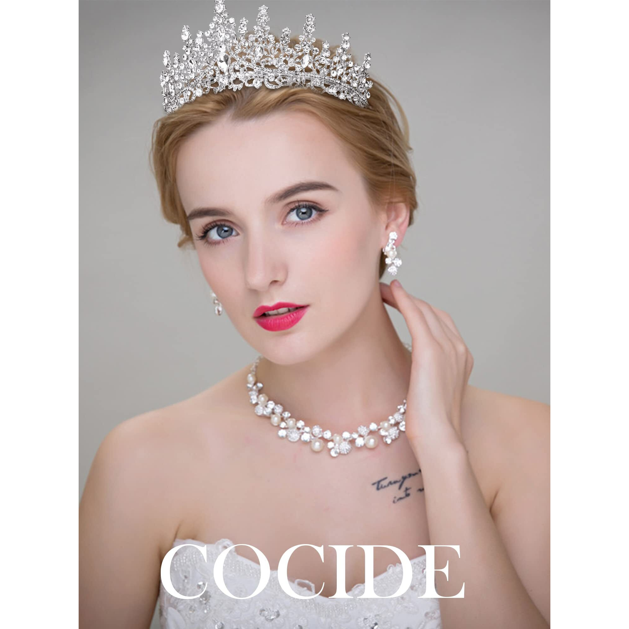 Cocide Tiara And Crown For Women Crystal Queen Crown Rhinestone Tiara For Girl Bride Wedding Hair Accessories For Bridal Birthday Party Prom