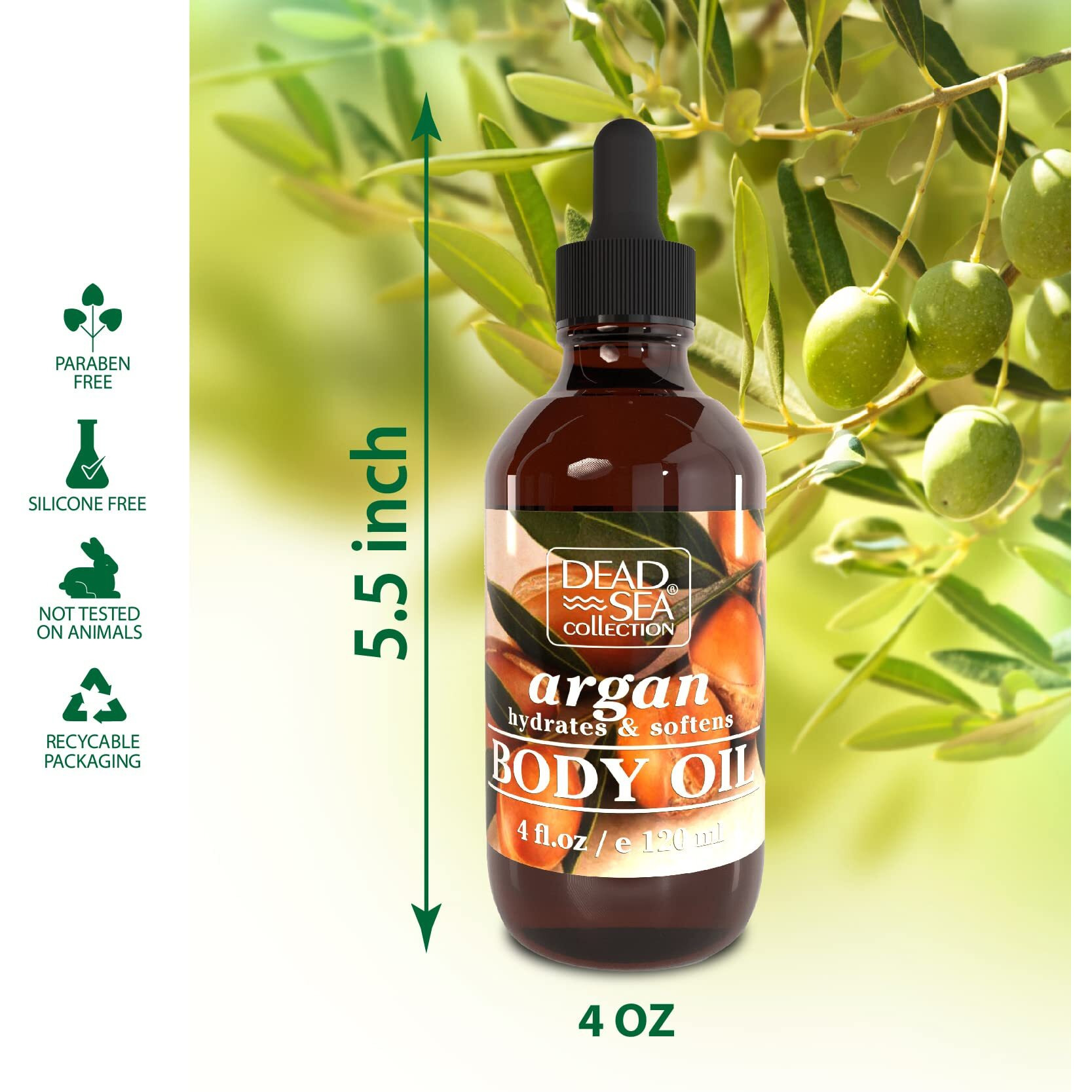 Dead Sea Collection Body Oil For Dry Skin - Argan & Vitamin E Moisturizing Oil - Anti-Aging And Skin Elasticity Support - (4 Fl.Oz)