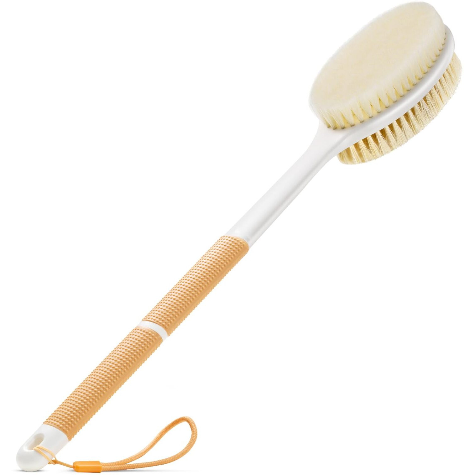 Backski Body Scrubber Anti Slip For Shower Shower Brush Long Handle With Stiff And Soft Bristles Body Wash Exfoliating Back Scrubber For Bath Or Dry Brushing Body Brush(Orange)