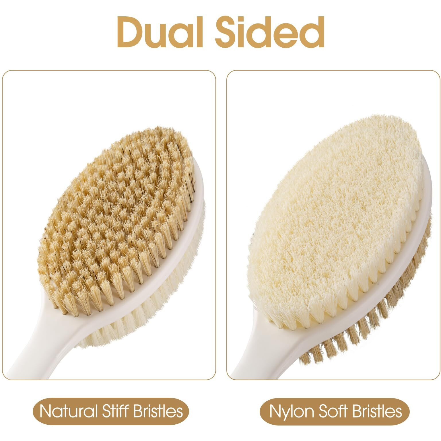 Backski Body Scrubber Anti Slip For Shower Shower Brush Long Handle With Stiff And Soft Bristles Body Wash Exfoliating Back Scrubber For Bath Or Dry Brushing Body Brush(Orange)