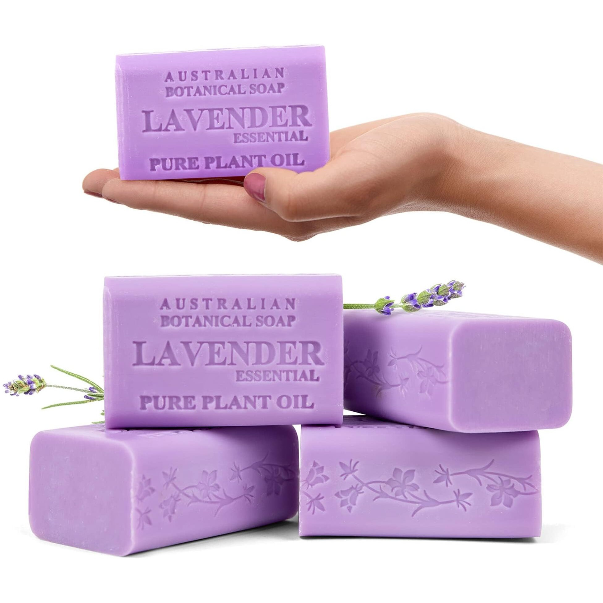 Australian Botanical Soap  Lavender With Essential Oil 6.6 Oz. (187 G) Soap Bars | Natural Soap Base | All Skin Types | Women & Men | Shea Butter Enriched Bar Soap - Pack Of 4