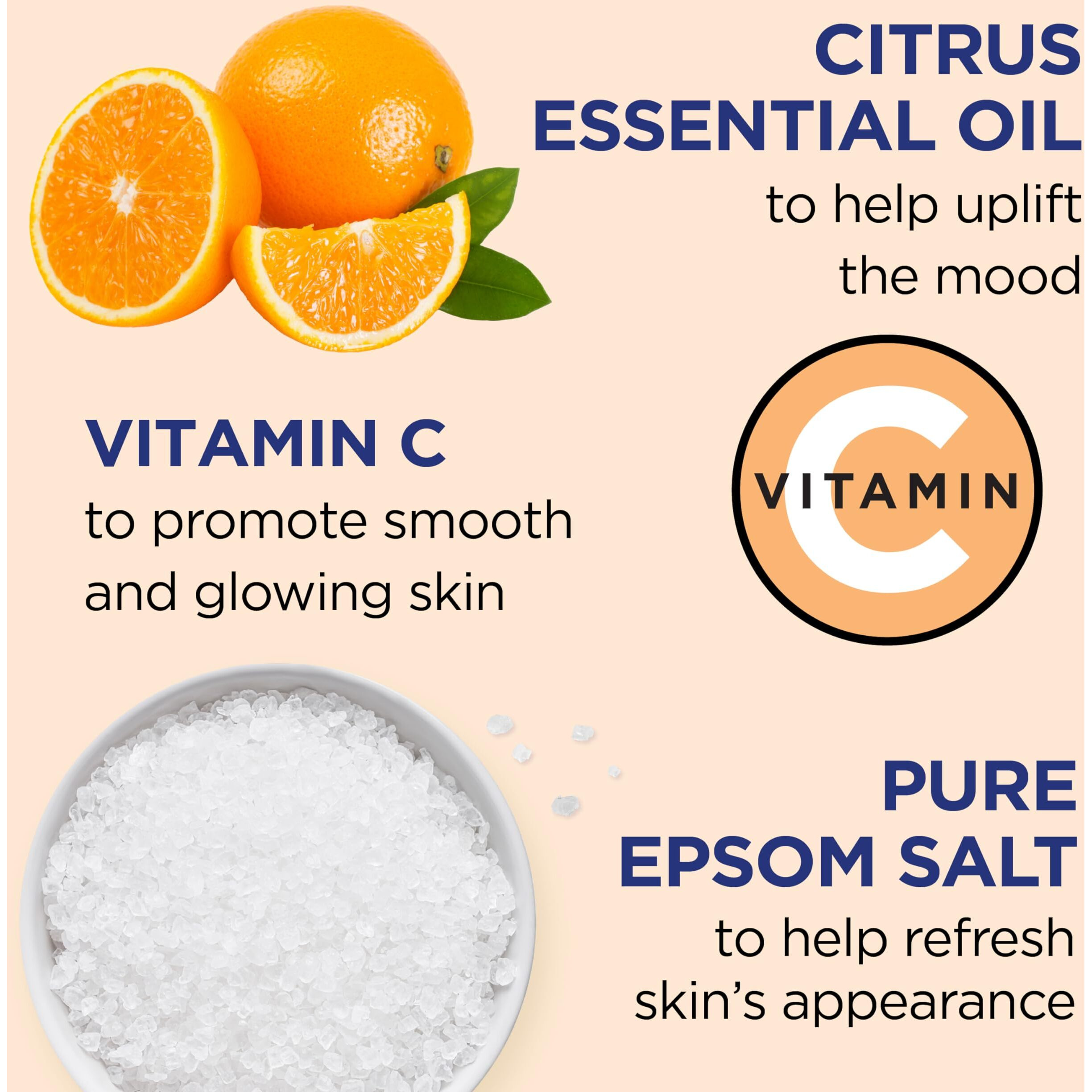 Dr Teal's Body Wash With Pure Epsom Salt  Glow & Radiance With Vitamin C & Citrus Essential Oils  24Oz (Pack Of 2) (Packaging May Vary)