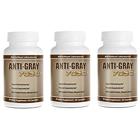 Anti Gray Hair 7050 Restore Natural Hair Color 60 Capsules Per Bottle (3 Bottles)