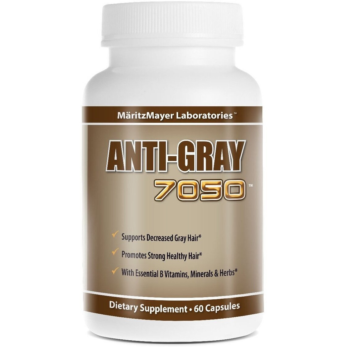 Anti Gray Hair 7050 Restore Natural Hair Color 60 Capsules Per Bottle (3 Bottles)