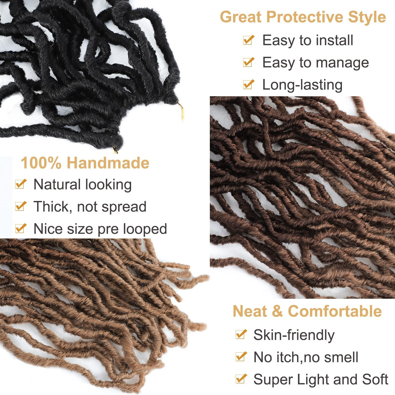 Ombre Faux Locs Crochet Hair Soft Locs 30 Inch 7 Packs Long Black Crochet Locs For Natural Butterfly Locs Crochet Hair For Women Pre Looped Goddess Locs Synthetic (30 Inch (Pack Of 7)  1B/30/27)