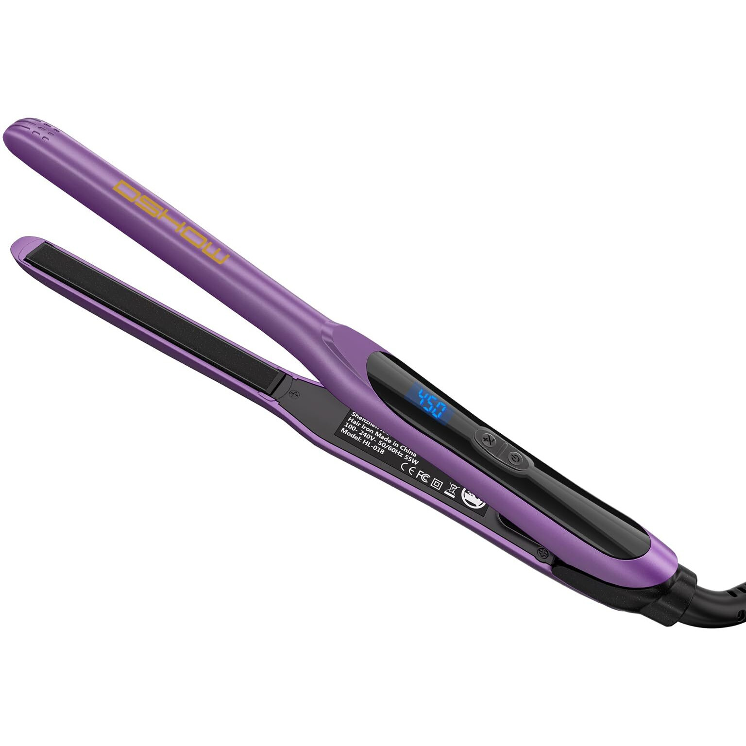 Pencil Flat Iron  Dshow Small Flat Iron Mini Hair Straightener For Short Hair 1/2 Inch Tourmaline Ceramic Hair Straightener Variable Temperature Dual Voltage (Purple)