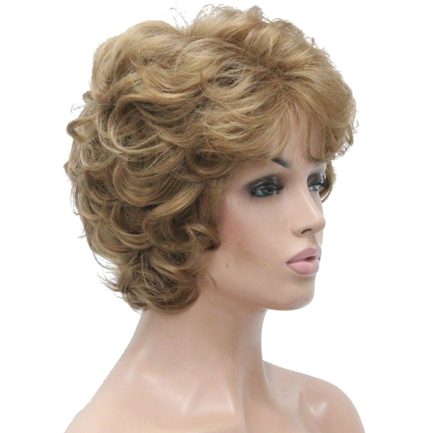 Lydell Women's Short Curly Wavy Wig Synthetic Hair Full Wig 6 Inches (19 Light Strawberry Blonde)