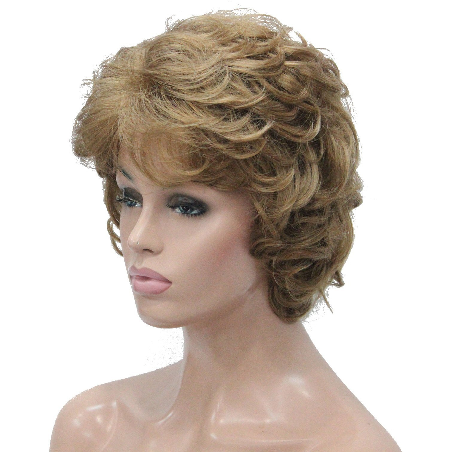 Lydell Women's Short Curly Wavy Wig Synthetic Hair Full Wig 6 Inches (19 Light Strawberry Blonde)