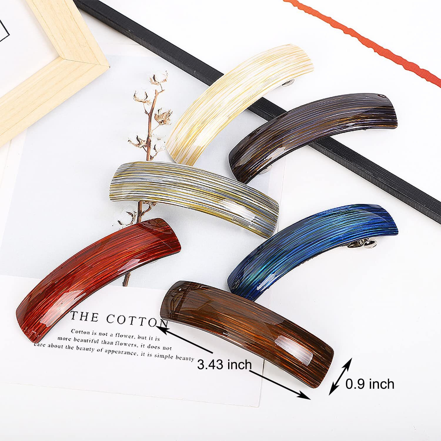 6 Pieces Retro Acrylic Hair Barrettes For Women  Gold Thread Stripes Large French Automatic Hair Barrettesfor Girl And Hair Barrettes For Thick Hair  6 Colors Hair Clip