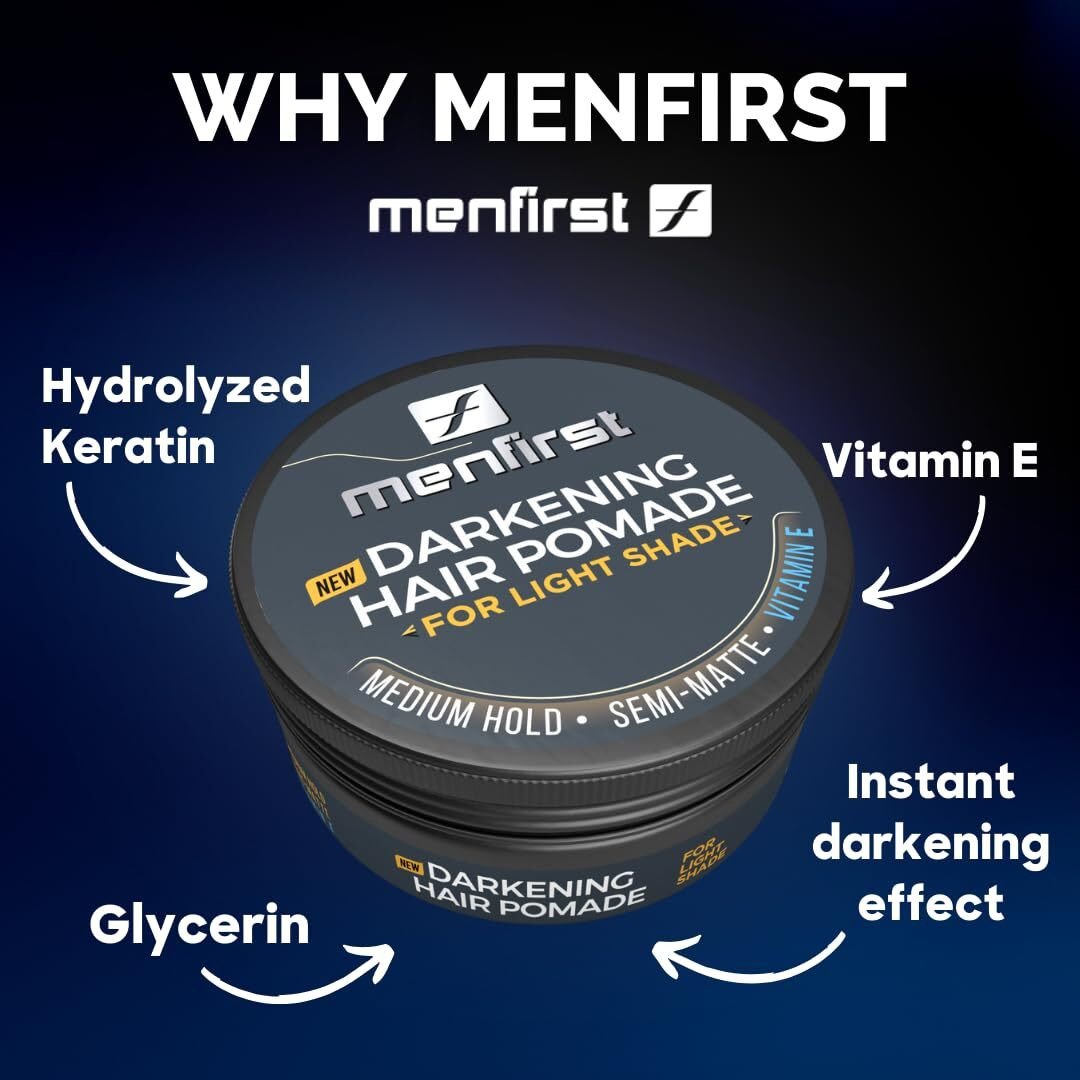 Menfirst - Men's Hair And Beard Pomade - Instant Gray Coverage Styling Paste That Instantly Darkens White Hair - Light Brown To Blonde - 1 Pack