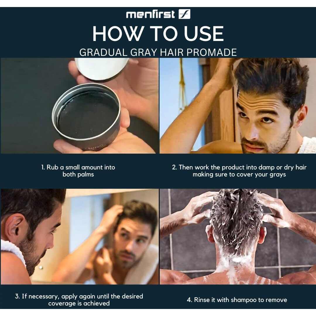 Menfirst - Men's Hair And Beard Pomade - Instant Gray Coverage Styling Paste That Instantly Darkens White Hair - Light Brown To Blonde - 1 Pack