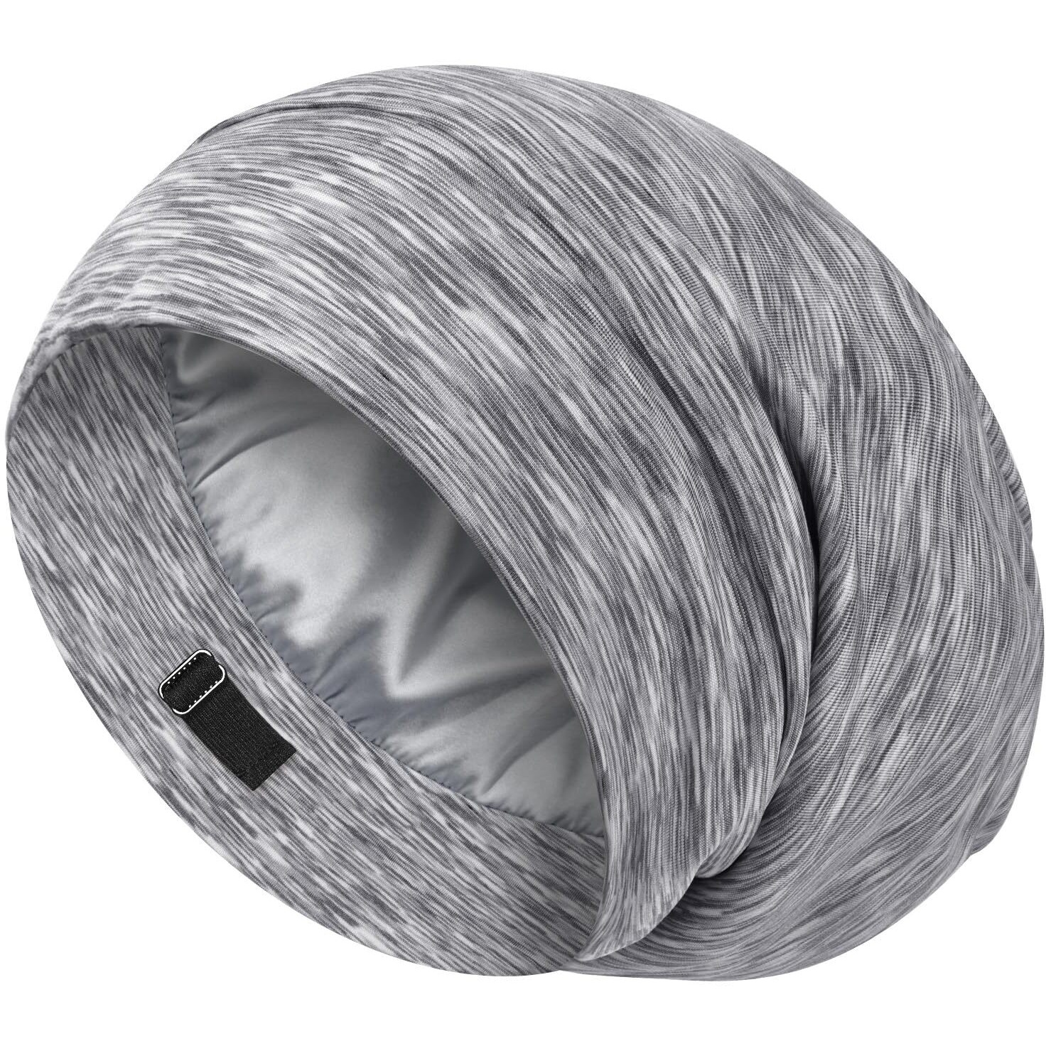 Lulusilk 100% Mulberry Silk Lined Sleep Cap Silk Bonnet For Sleeping  No More Frizzy Tangled Hair  Stay On All Night Adjustable Silk Hair Wrap For Sleeping  Assorted Color Light Grey  Pack Of 1