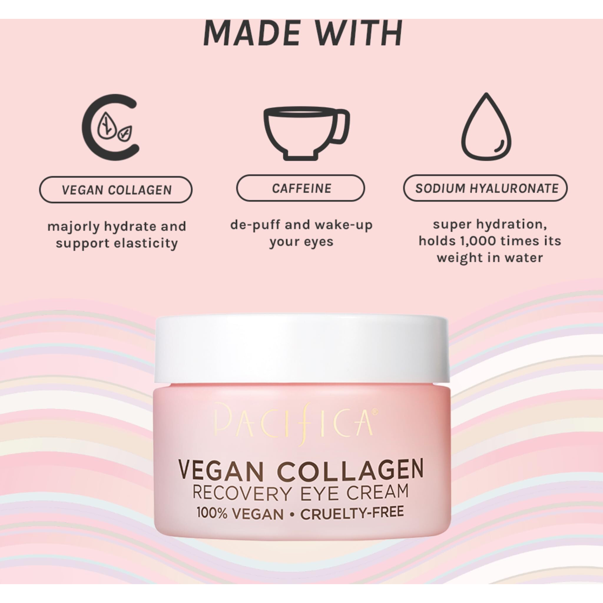 Pacifica Beauty  Vegan Collagen Overnight Recovery Eye & Face Cream  Hyaluronic Acid  Caffeine  Vitamin C & E  Hydrating & Moisturizing Skin Care For Aging And Dry Skin  15Ml - 0.5 Fl Oz