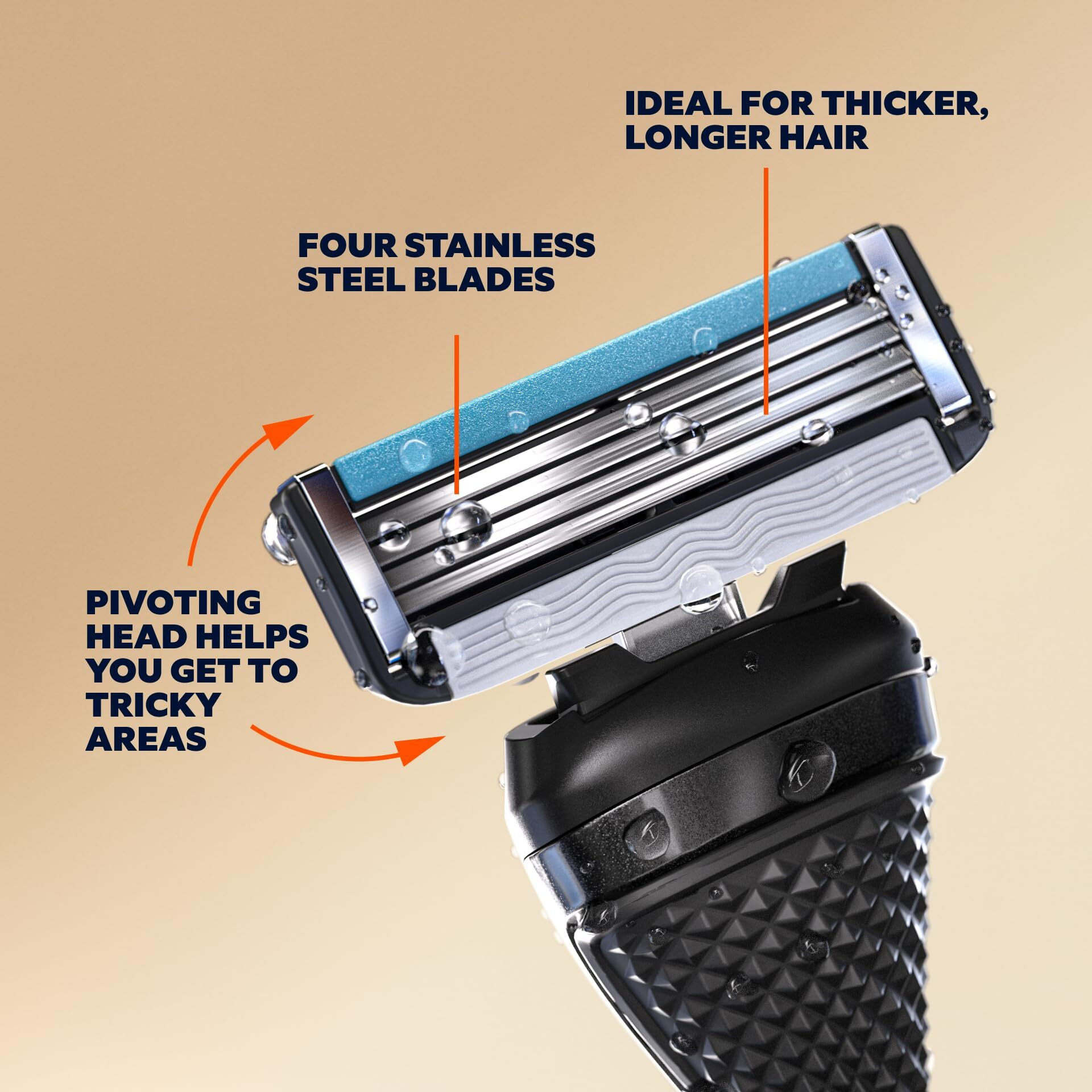 Dollar Shave Club - Shaving Kit With Diamond Grip Razor Handle  4-Blade Blade Refills  & Blade Cover  Easy To Grip Handle  For Travel  Blue
