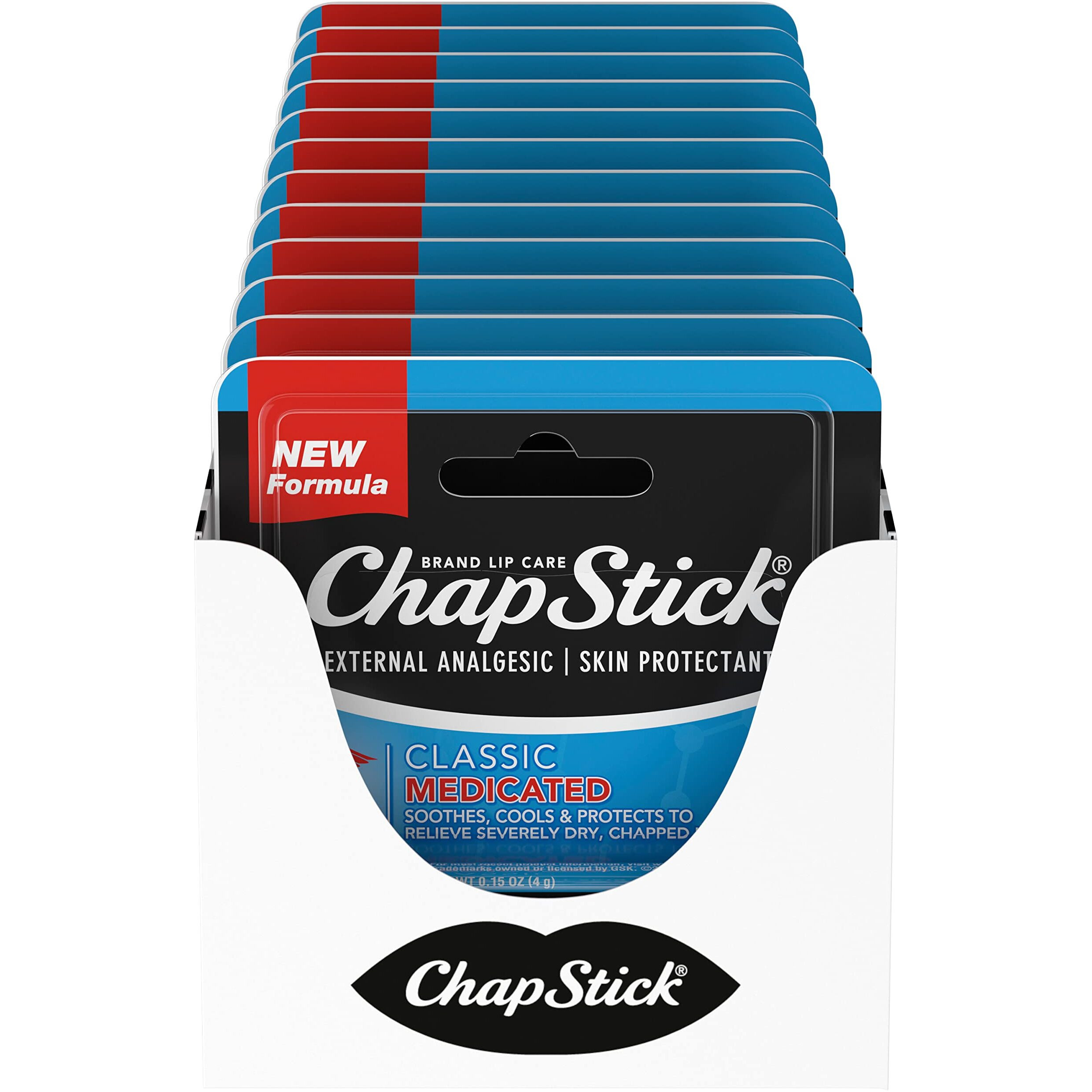Chapstick Classic Medicated Lip Balm Tubes  Chapped Lips Treatment And Skin Protectant - 0.15X12 Oz